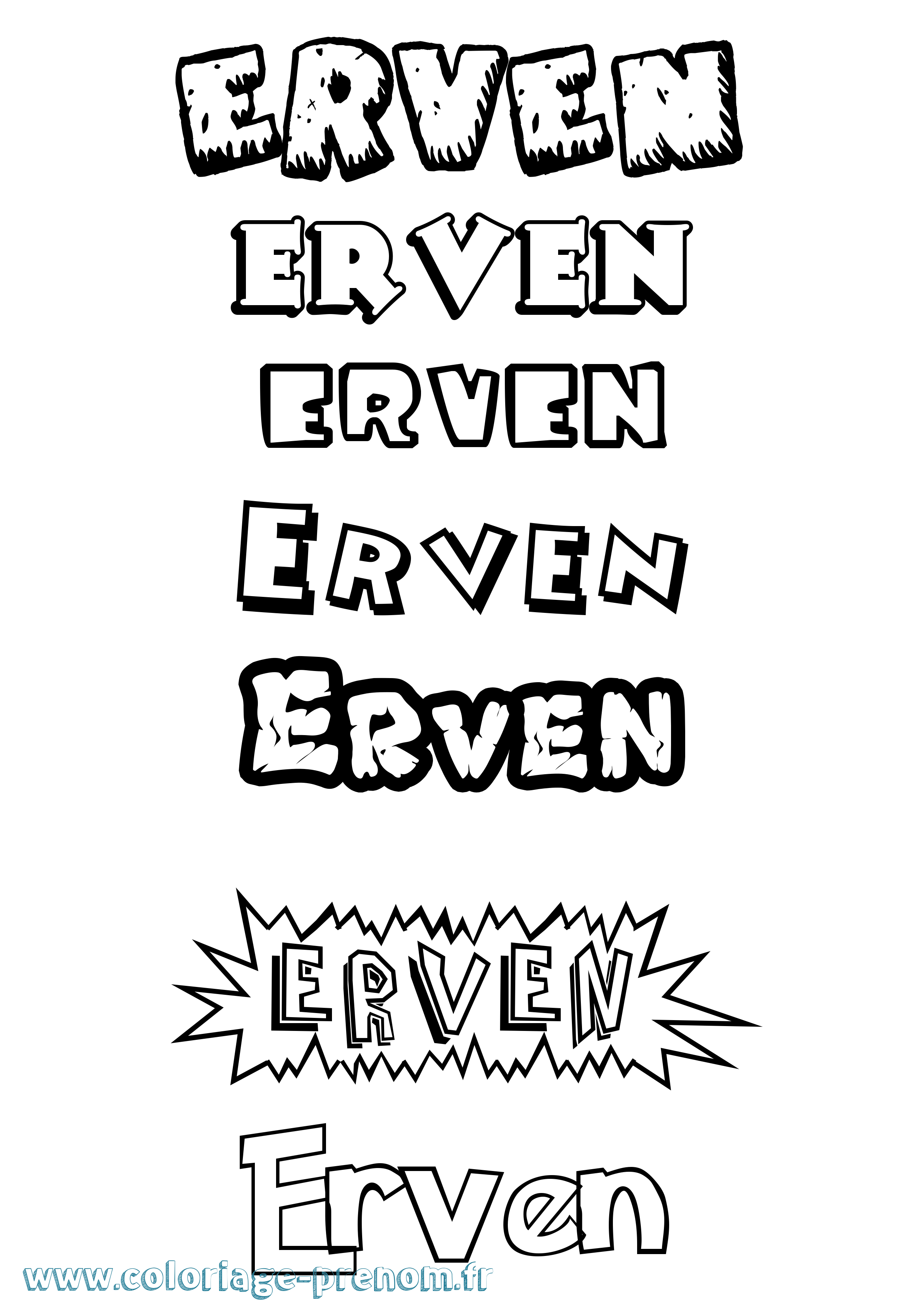 Coloriage Erven Dessin Animé Coloriage prénom Erven Dessin Animé