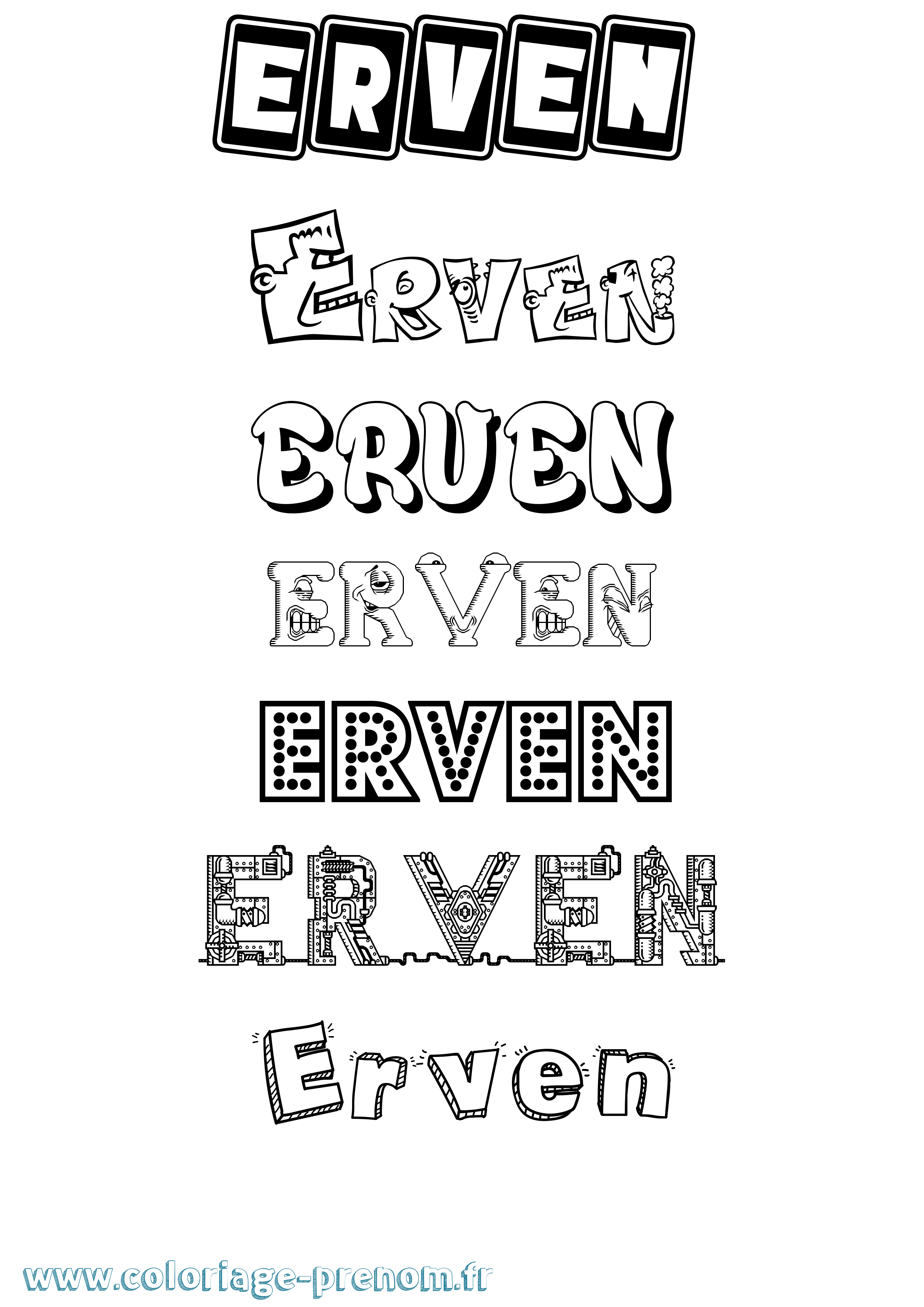 Coloriage Erven Fun Coloriage prénom Erven Fun
