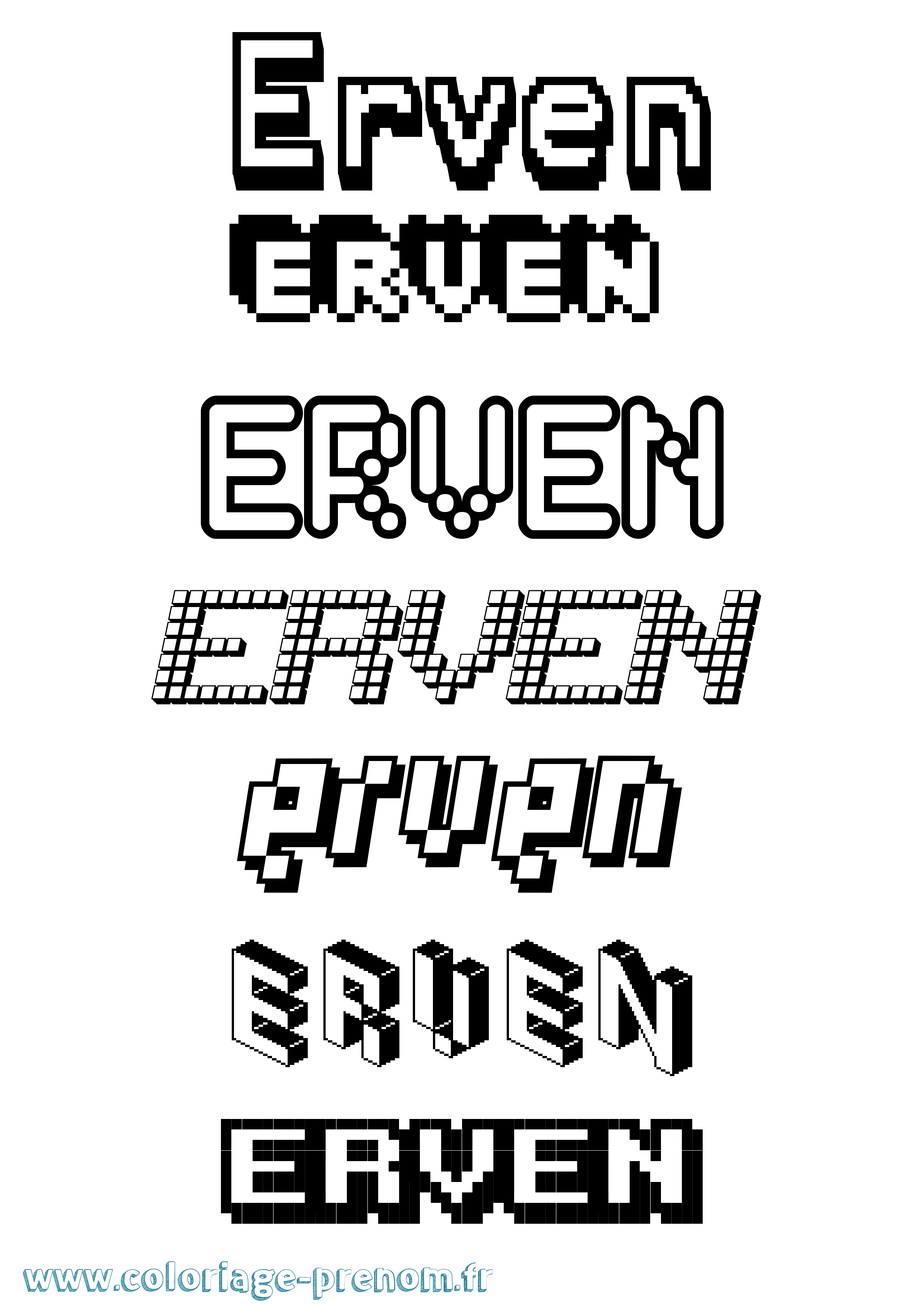 Coloriage Erven Pixel Coloriage prénom Erven Pixel