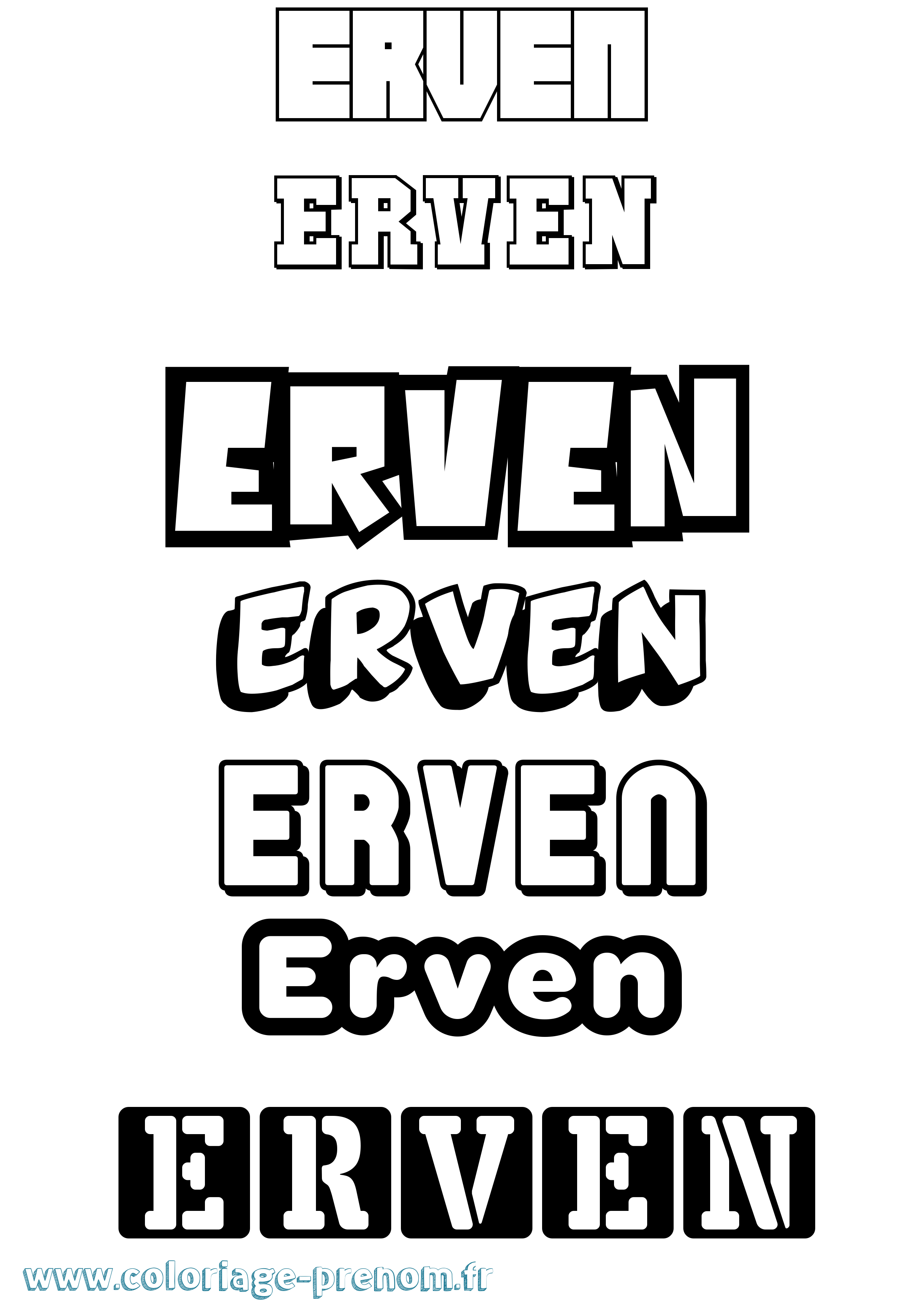 Coloriage Erven Simple Coloriage prénom Erven Simple
