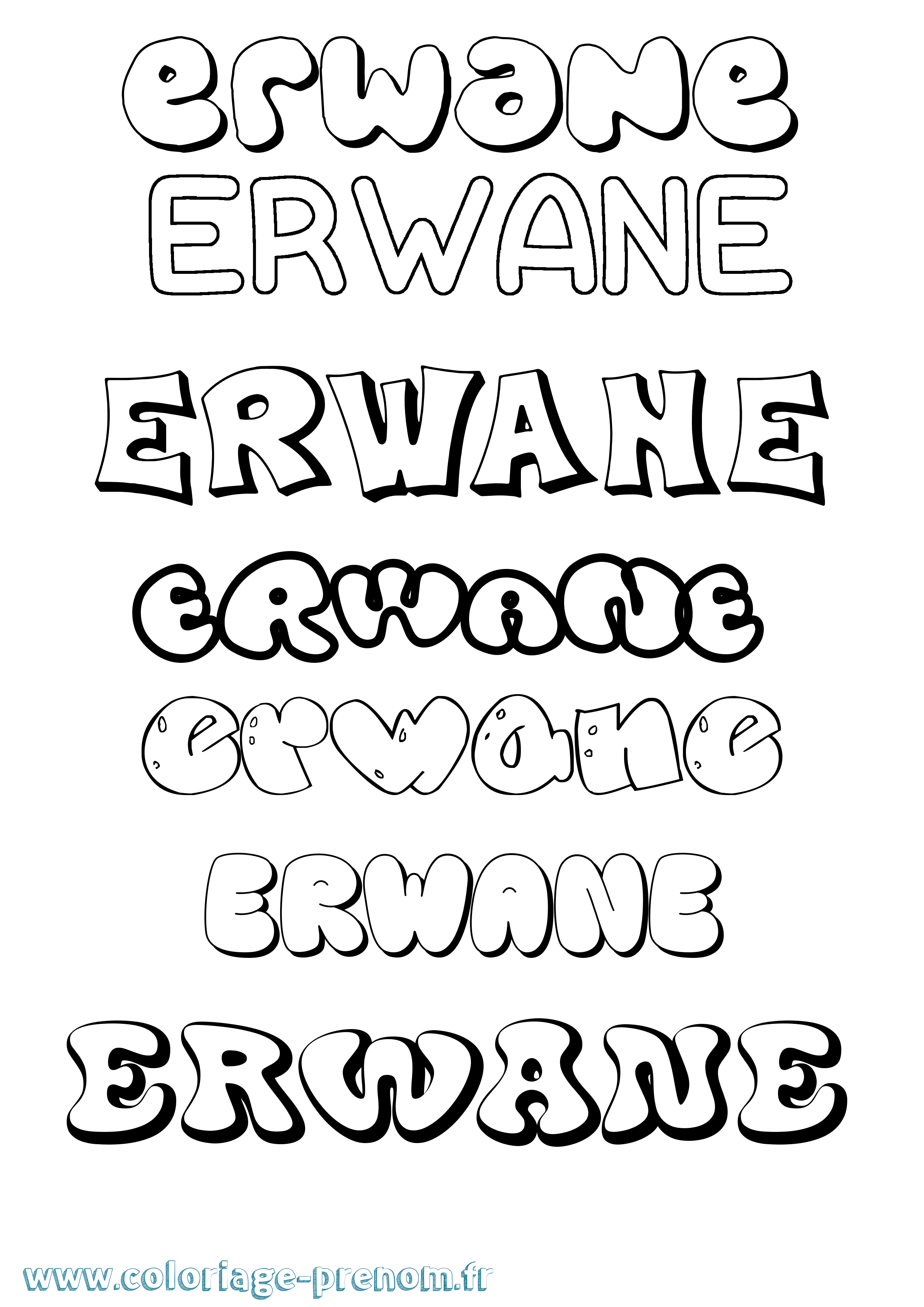 Coloriage Erwane Bubble Coloriage prénom Erwane Bubble
