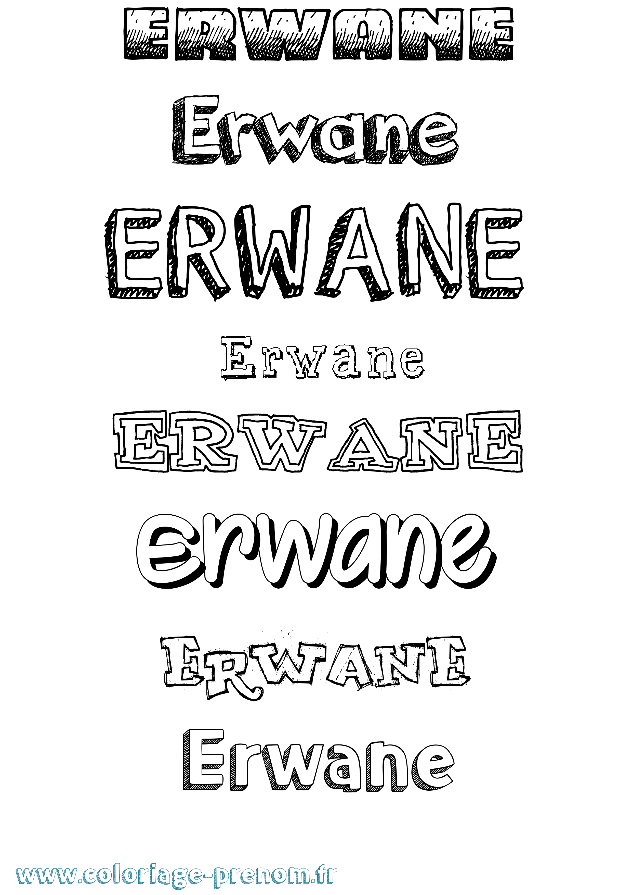 Coloriage Erwane Dessiné Coloriage prénom Erwane Dessiné