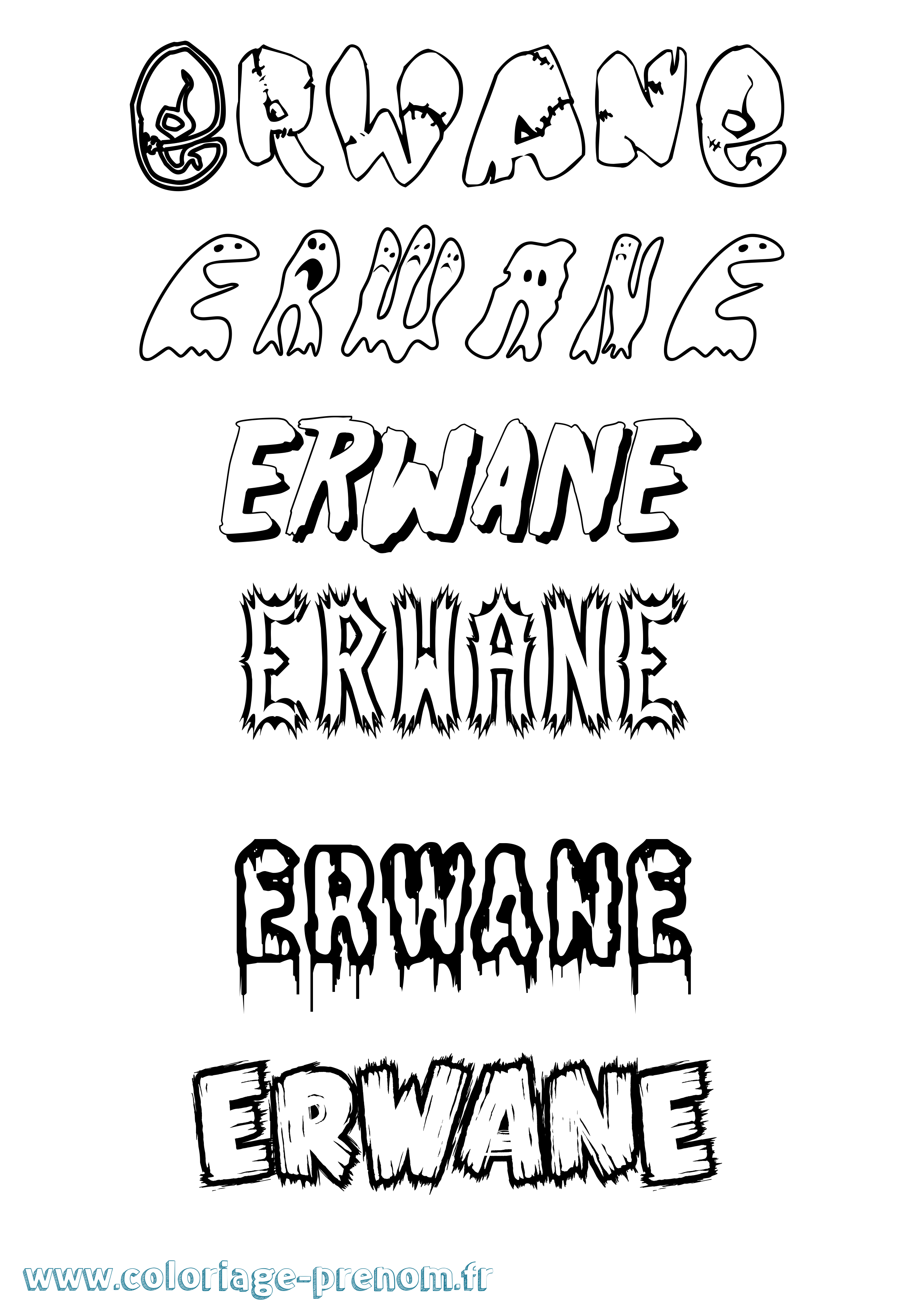 Coloriage Erwane Frisson Coloriage prénom Erwane Frisson
