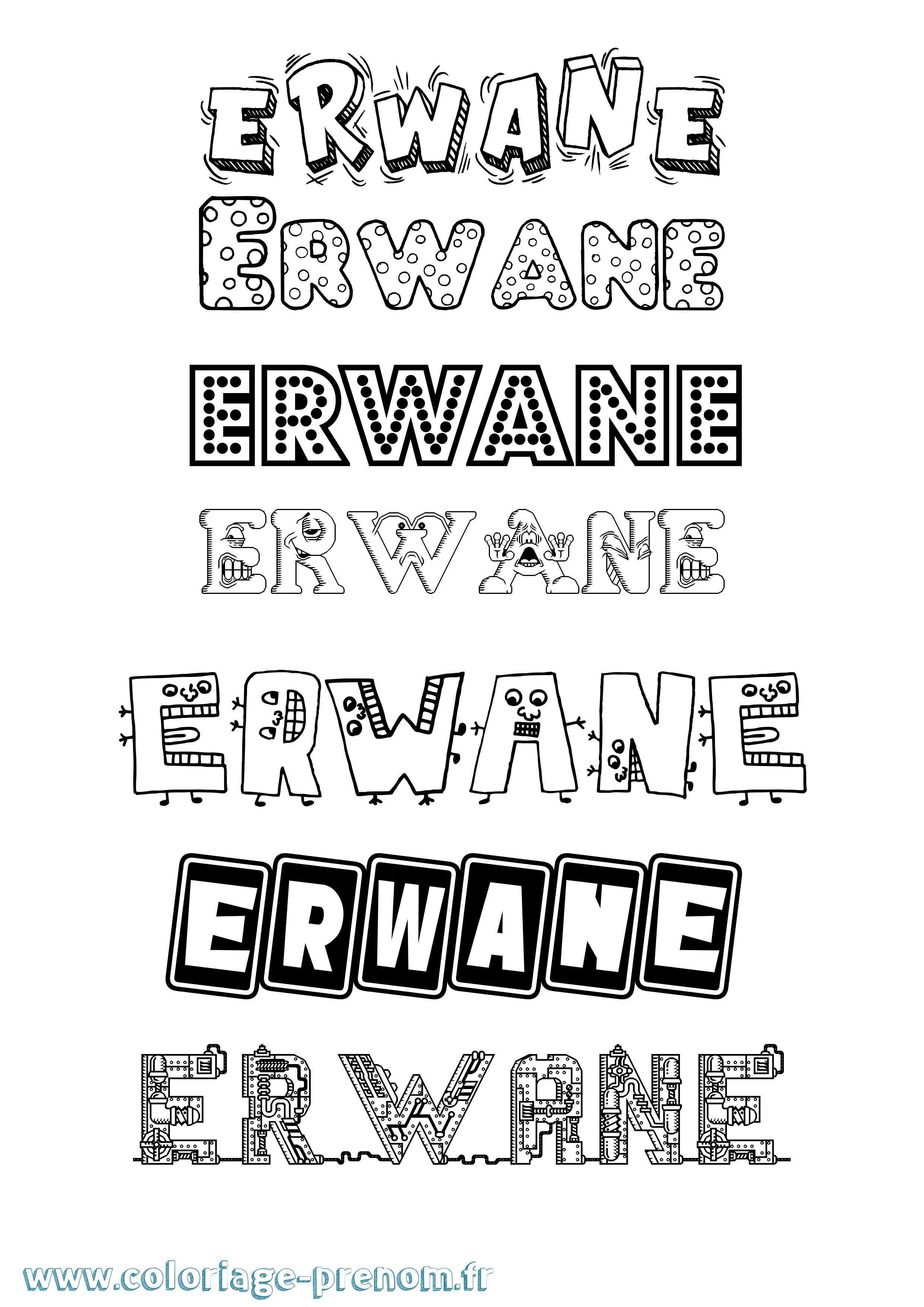 Coloriage Erwane Fun Coloriage prénom Erwane Fun