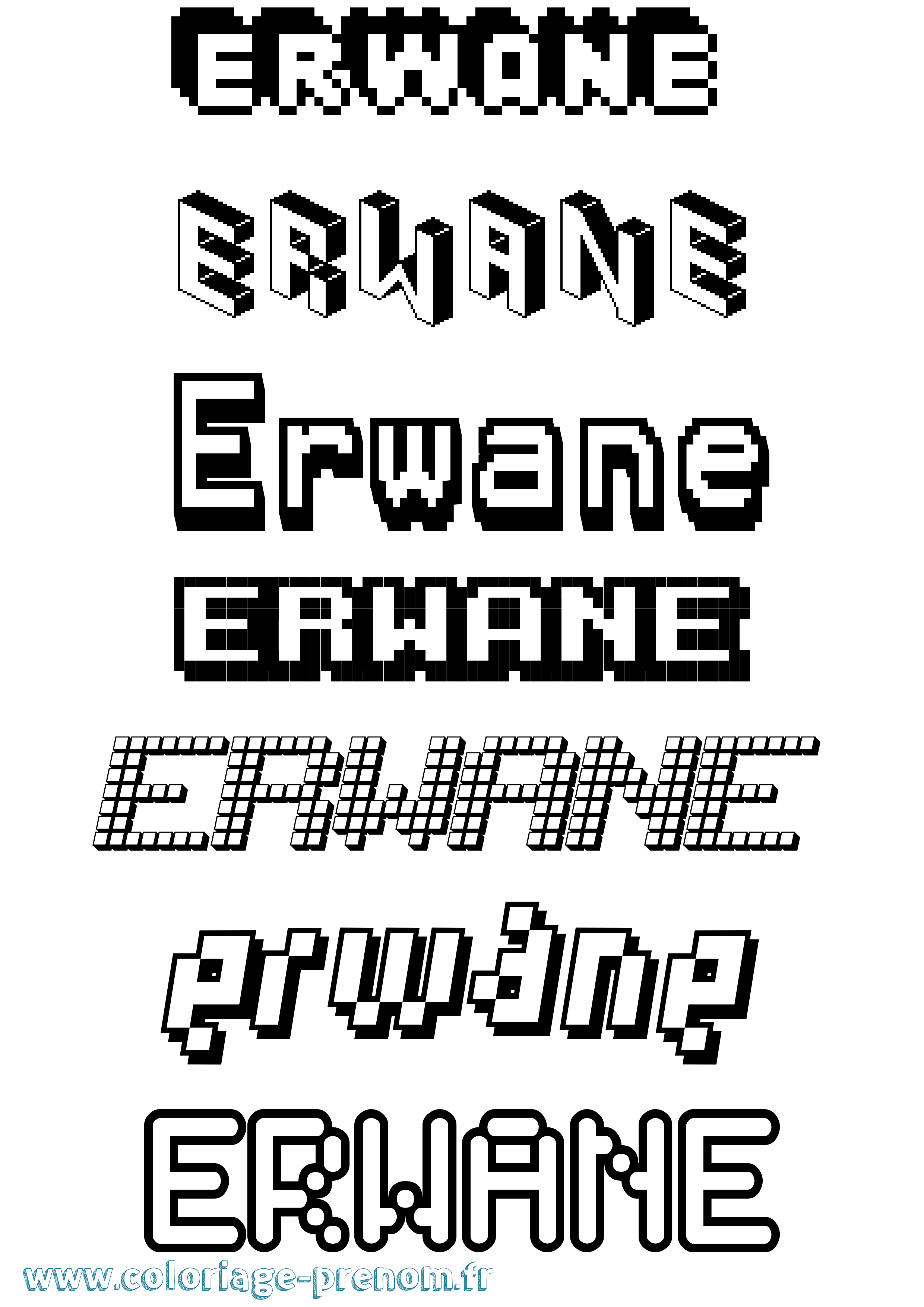 Coloriage Erwane Pixel Coloriage prénom Erwane Pixel