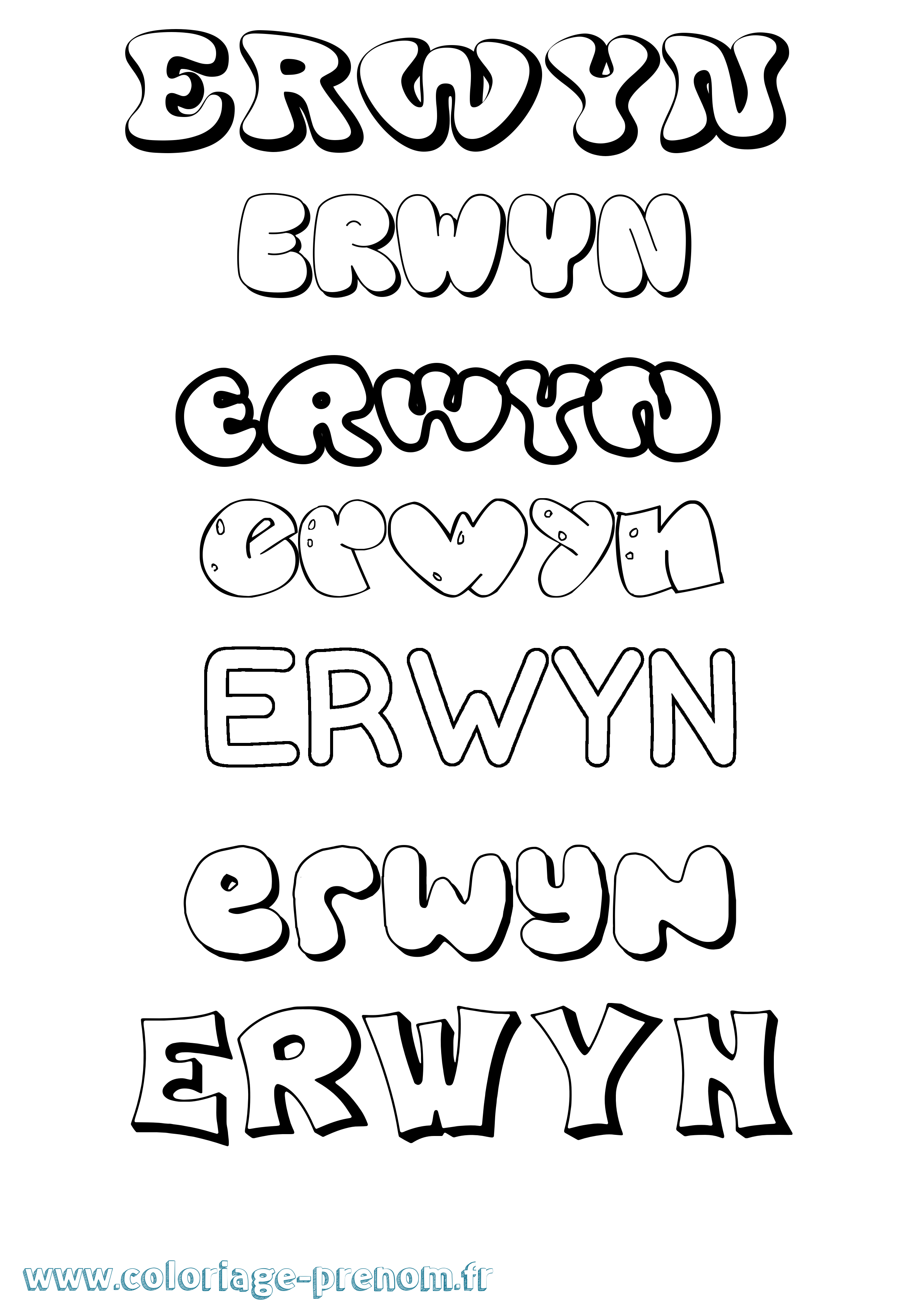 Coloriage Erwyn Bubble Coloriage prénom Erwyn Bubble