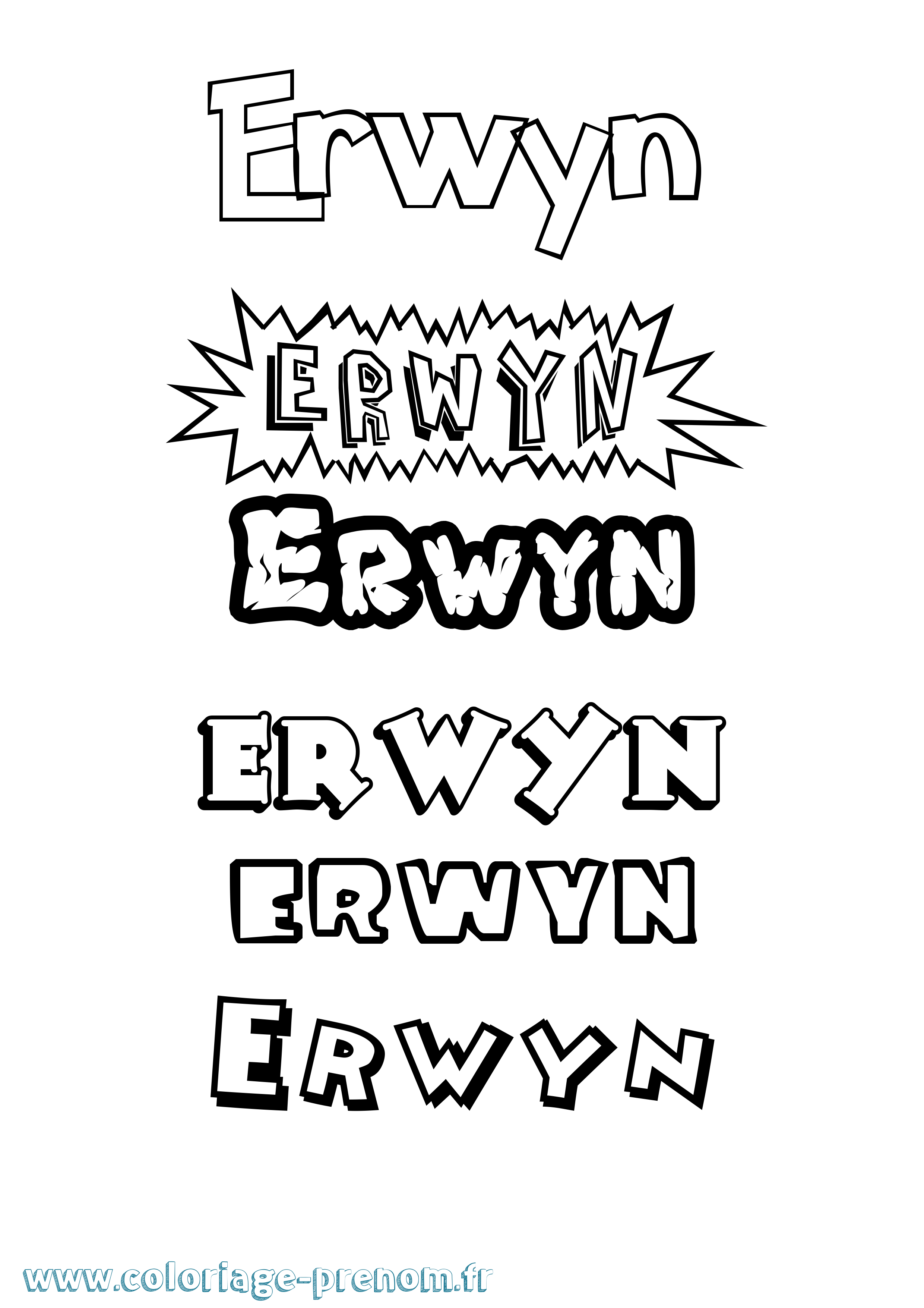Coloriage Erwyn Dessin Animé Coloriage prénom Erwyn Dessin Animé
