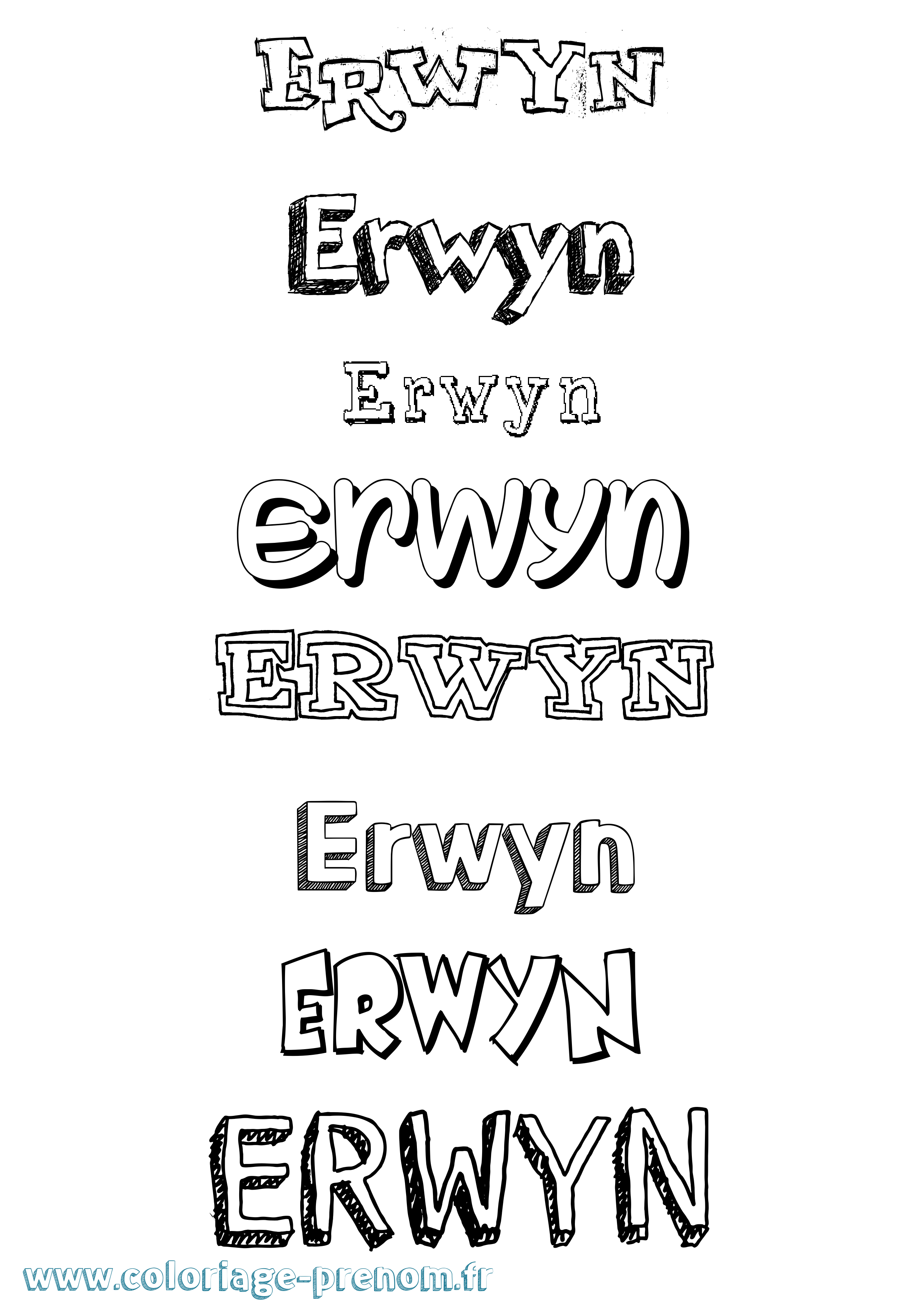 Coloriage Erwyn Dessiné Coloriage prénom Erwyn Dessiné