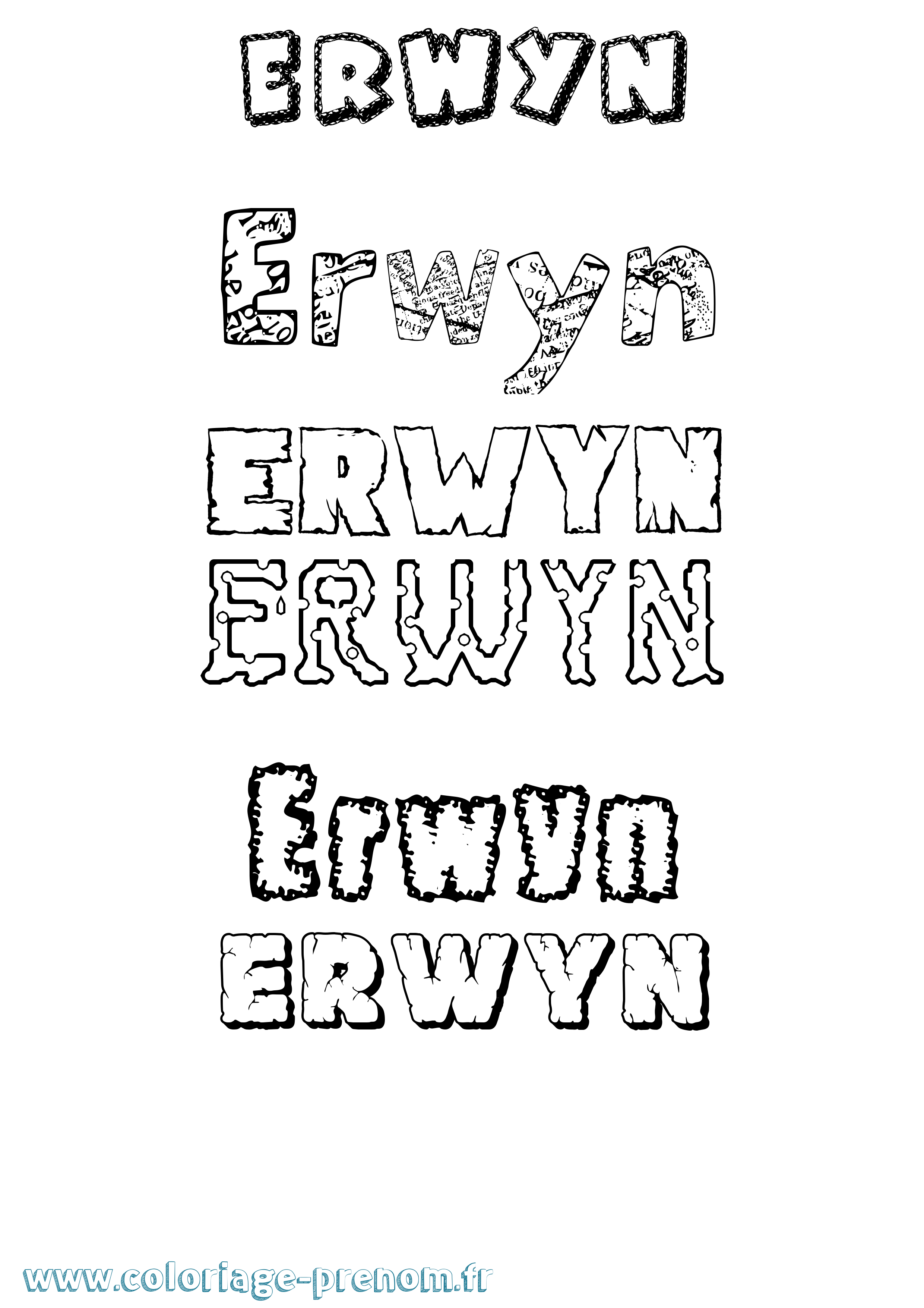 Coloriage Erwyn Destructuré Coloriage prénom Erwyn Destructuré
