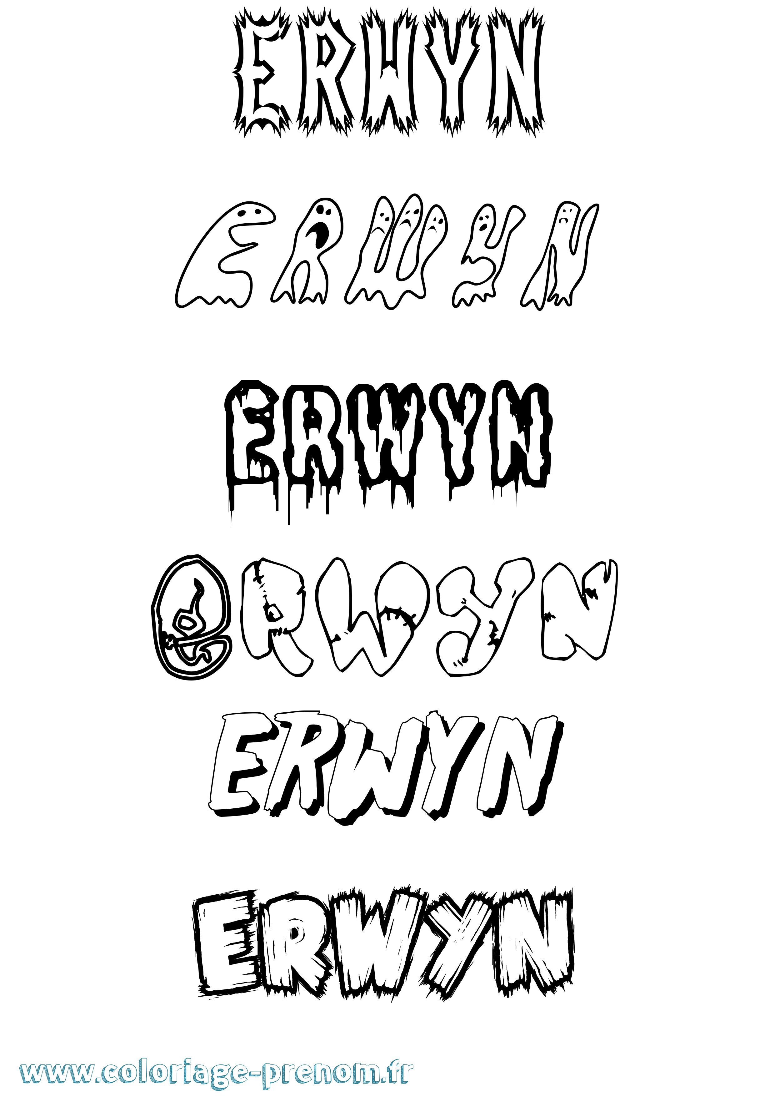 Coloriage Erwyn Frisson Coloriage prénom Erwyn Frisson