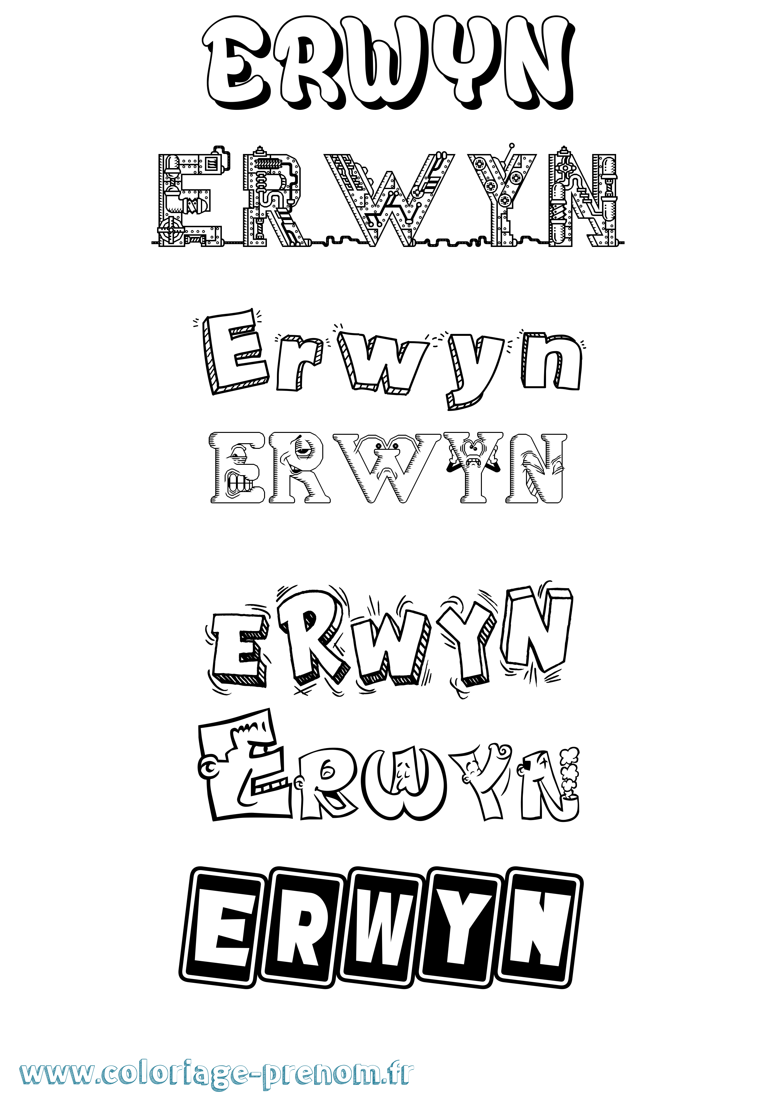 Coloriage Erwyn Fun Coloriage prénom Erwyn Fun