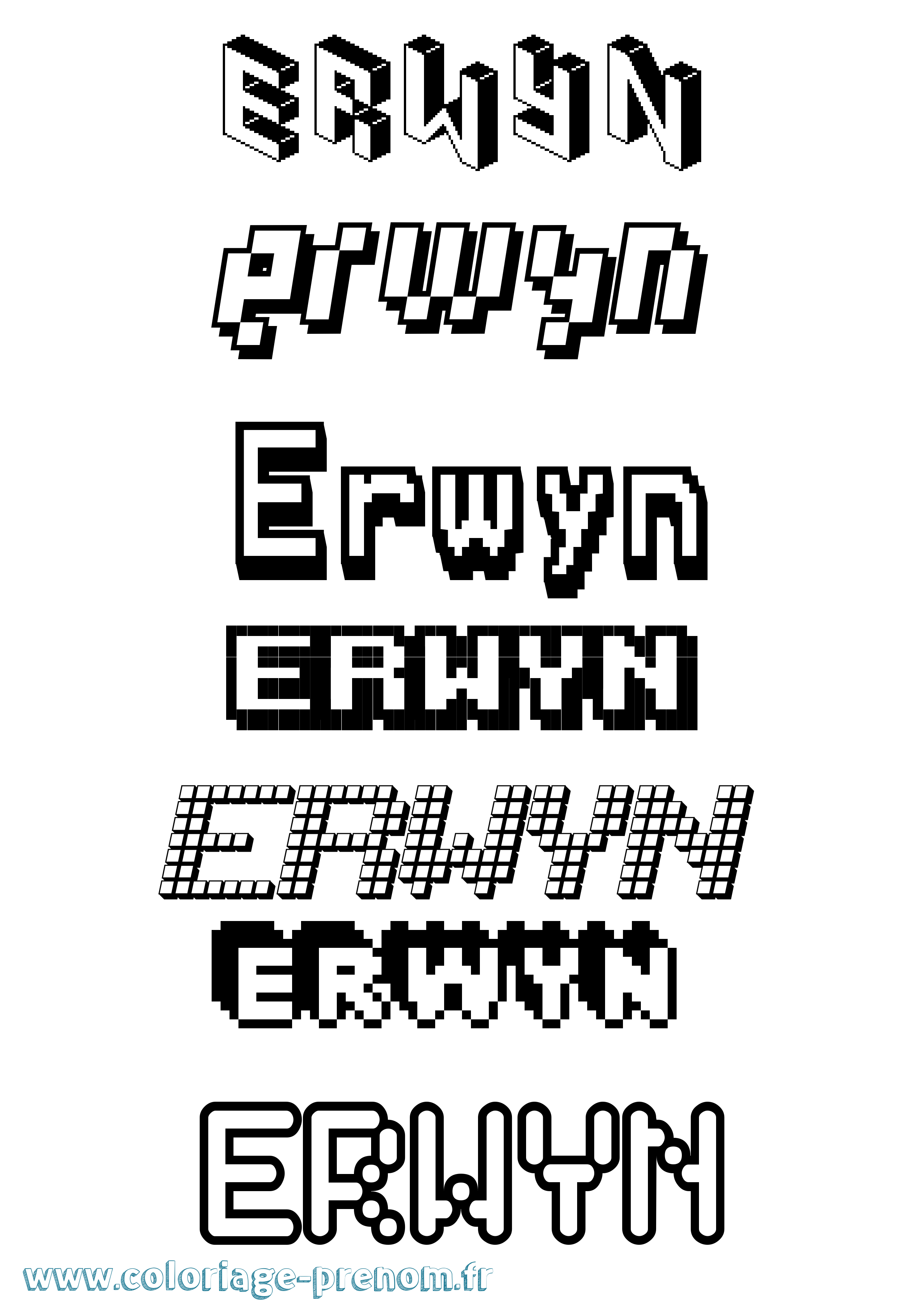 Coloriage Erwyn Pixel Coloriage prénom Erwyn Pixel
