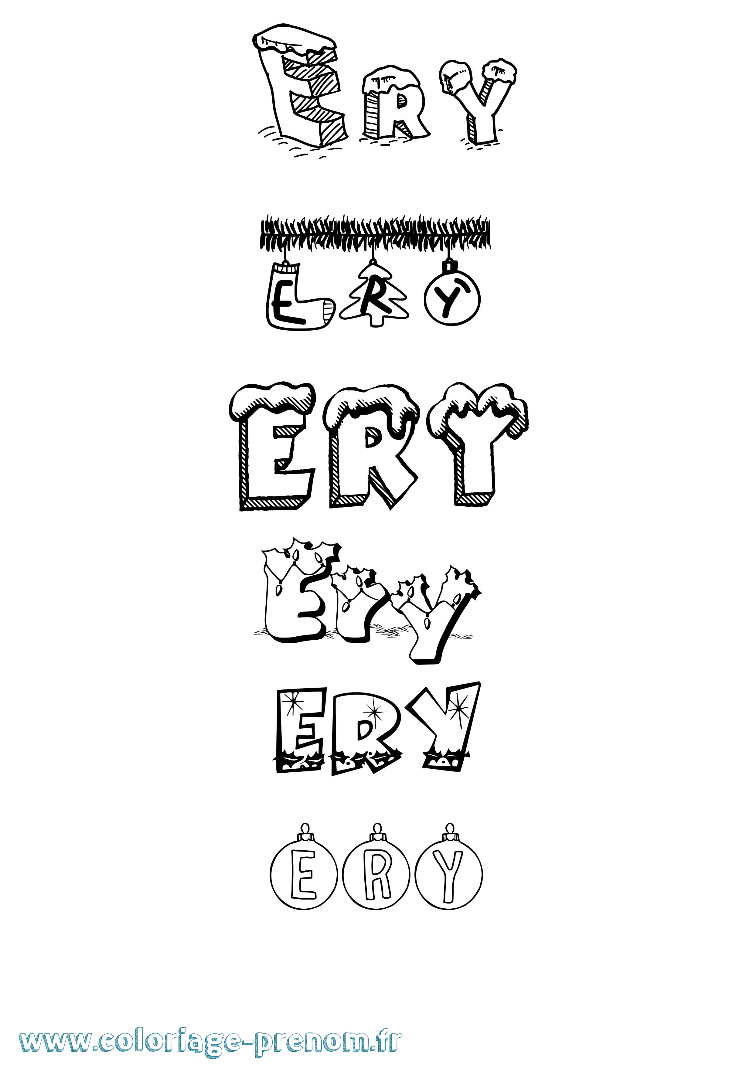 Coloriage Ery Noël Coloriage prénom Ery Noël
