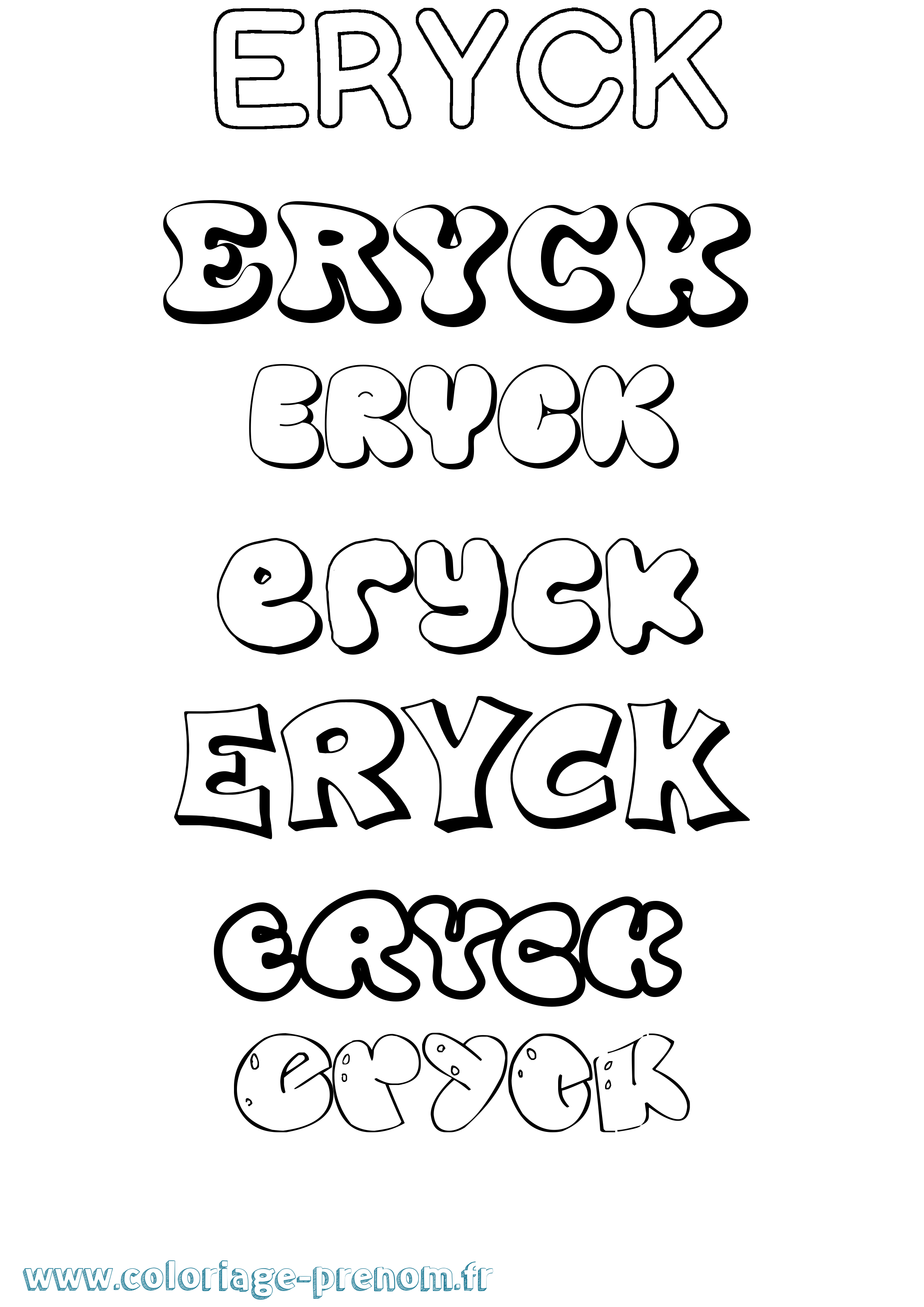 Coloriage Eryck Bubble Coloriage prénom Eryck Bubble