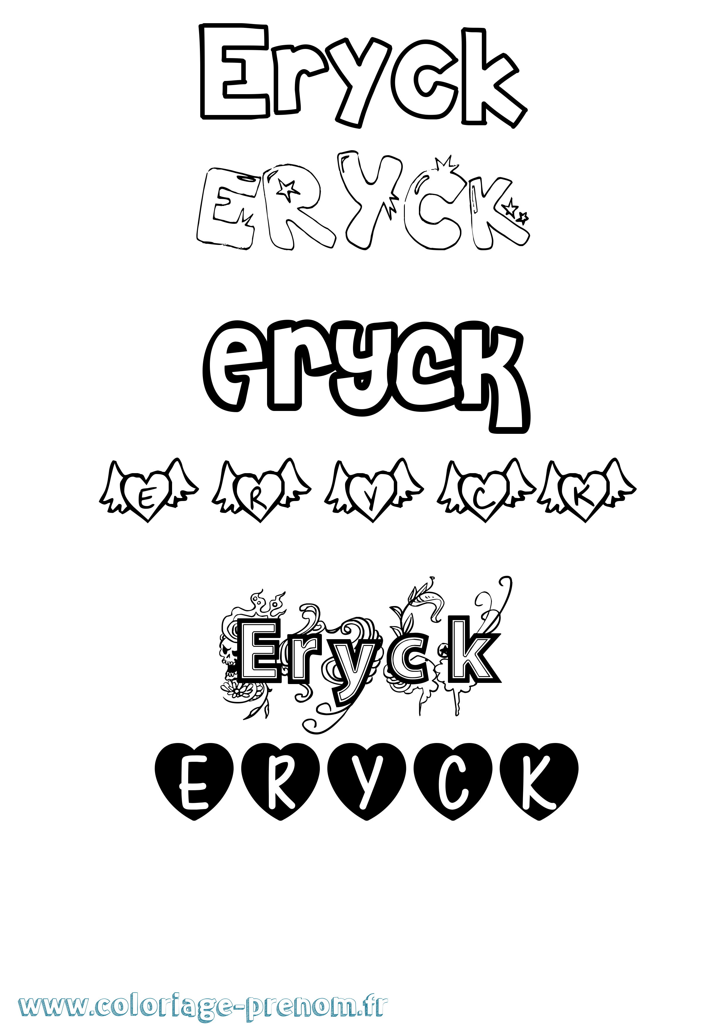 Coloriage Eryck Girly Coloriage prénom Eryck Girly