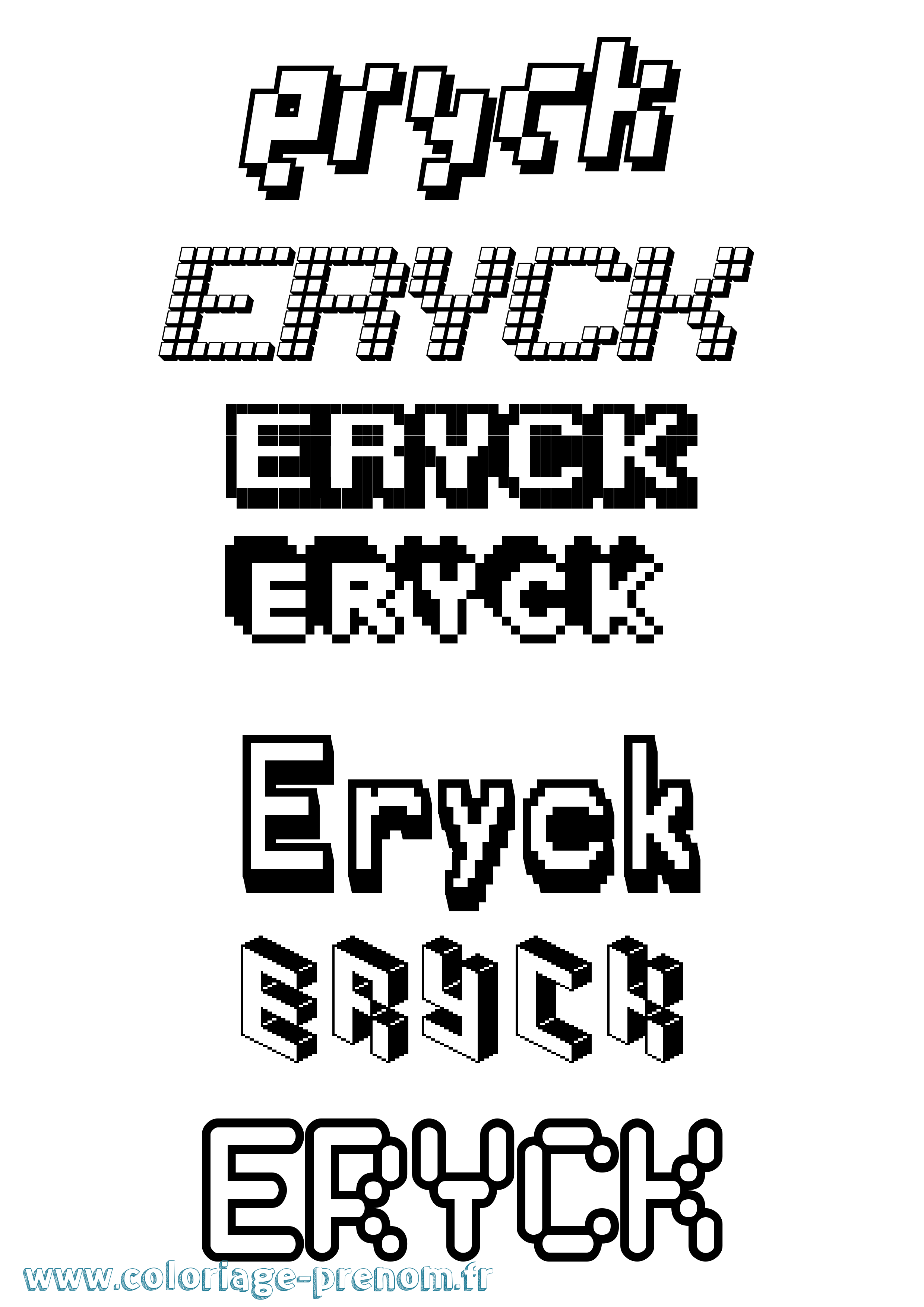 Coloriage Eryck Pixel Coloriage prénom Eryck Pixel