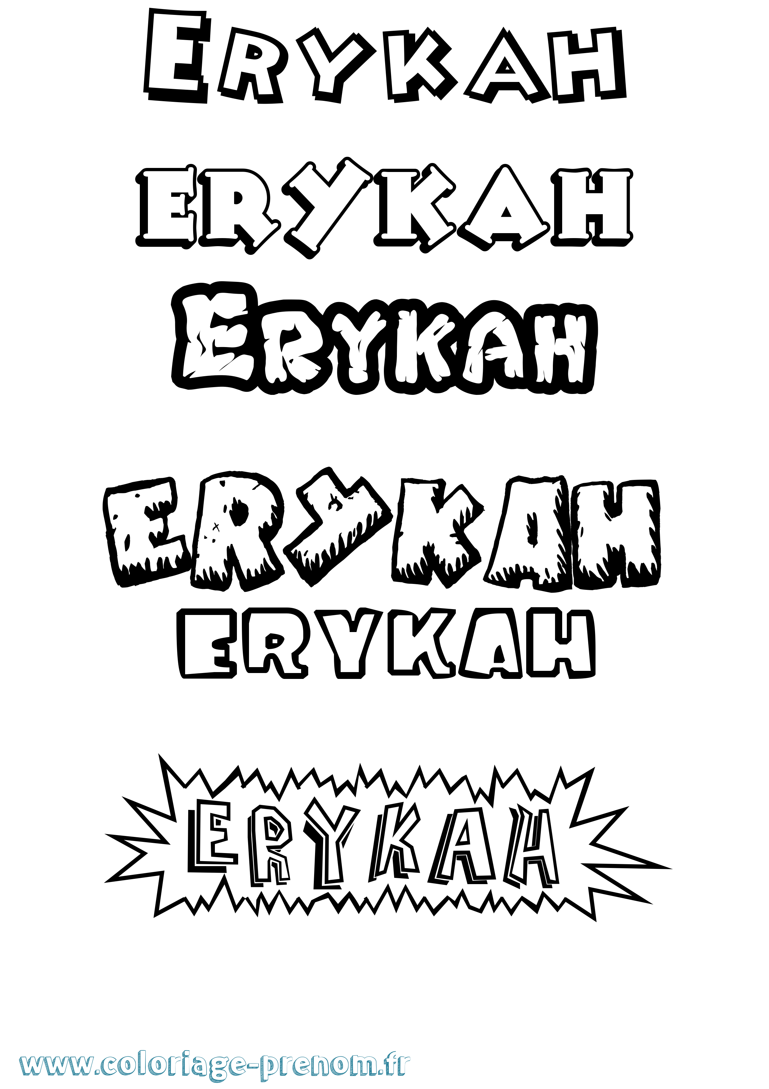 Coloriage Erykah Dessin Animé Coloriage prénom Erykah Dessin Animé