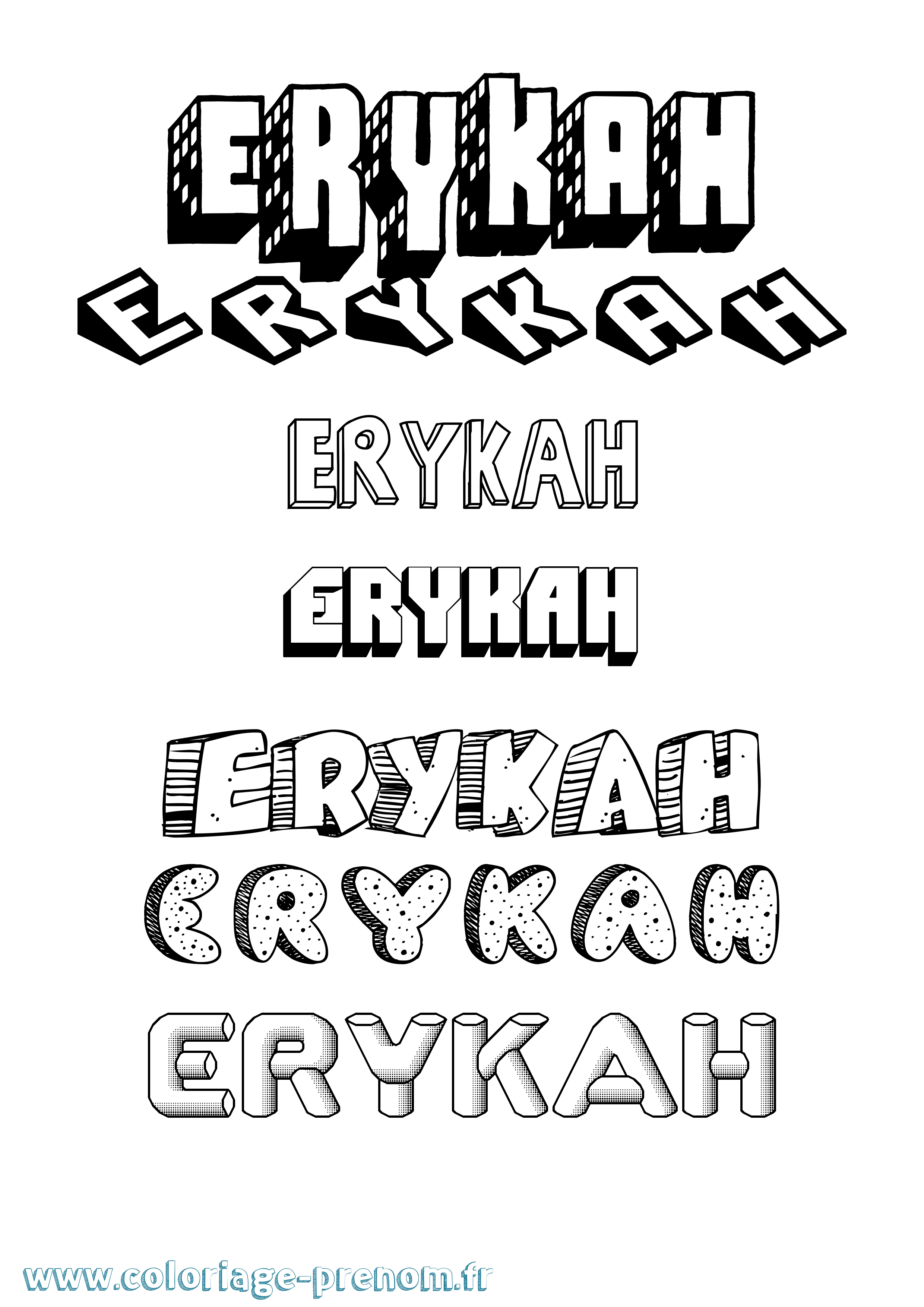 Coloriage Erykah Effet 3D Coloriage prénom Erykah Effet 3D