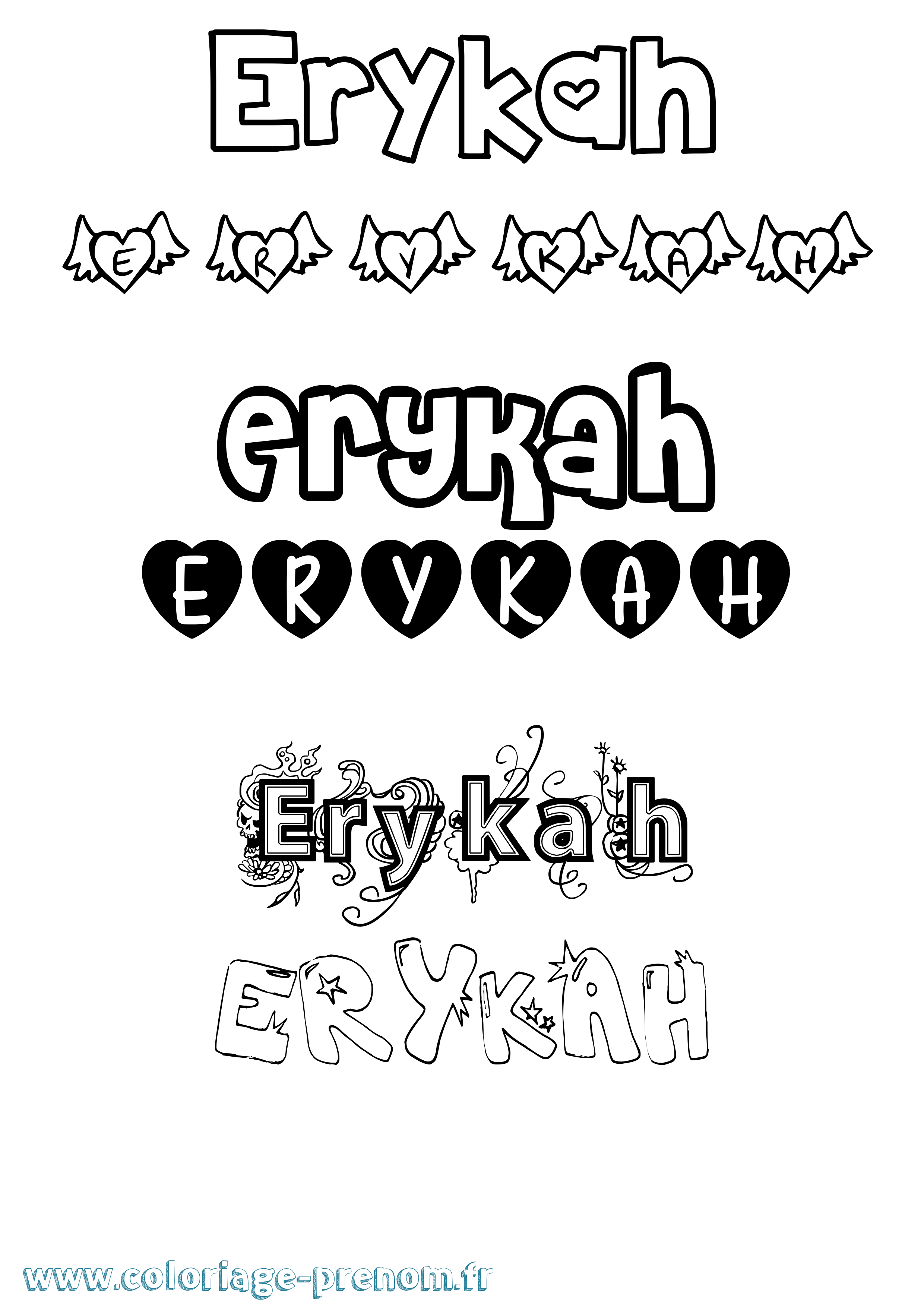 Coloriage Erykah Girly Coloriage prénom Erykah Girly