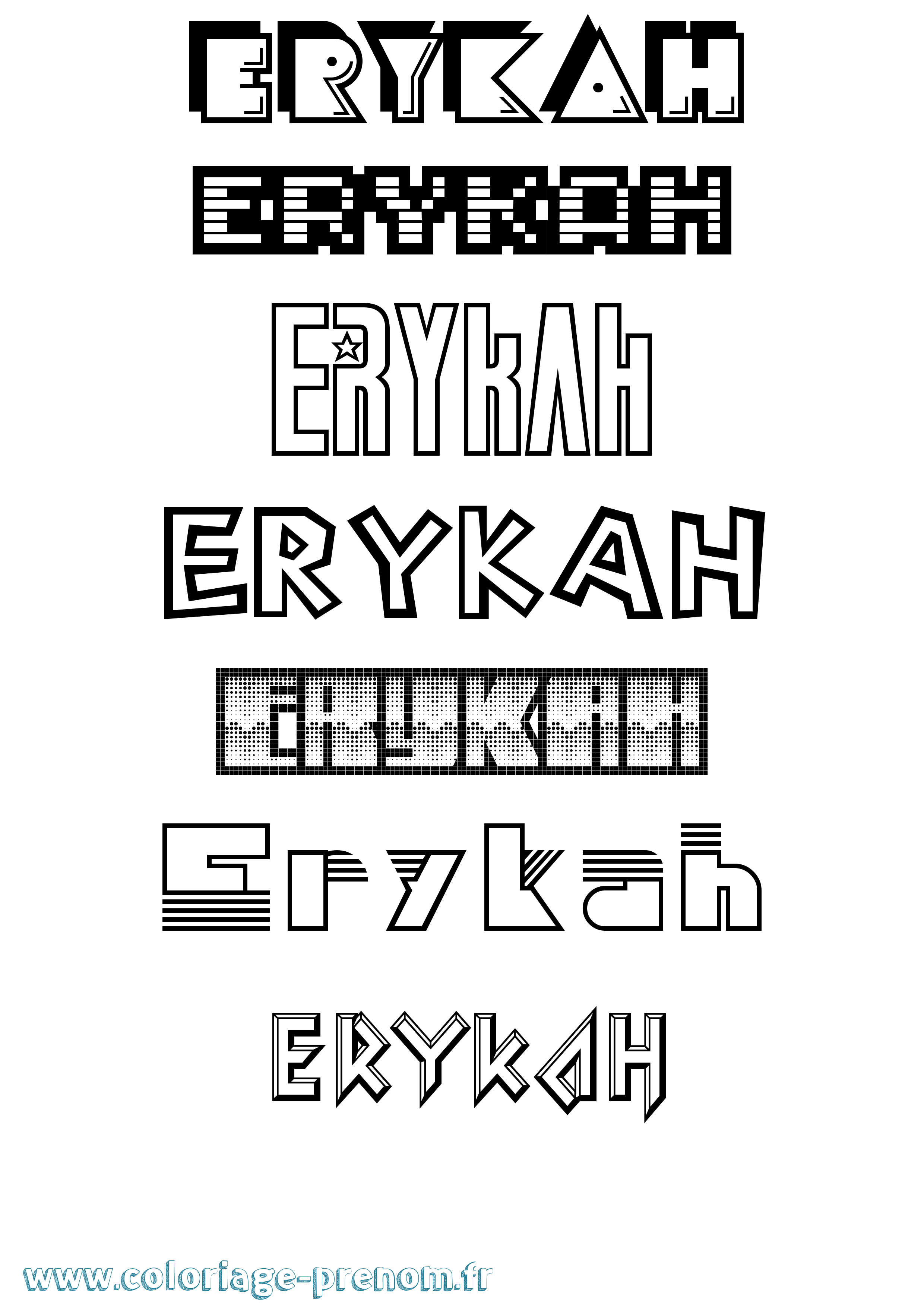 Coloriage Erykah Jeux Vidéos Coloriage prénom Erykah Jeux Vidéos