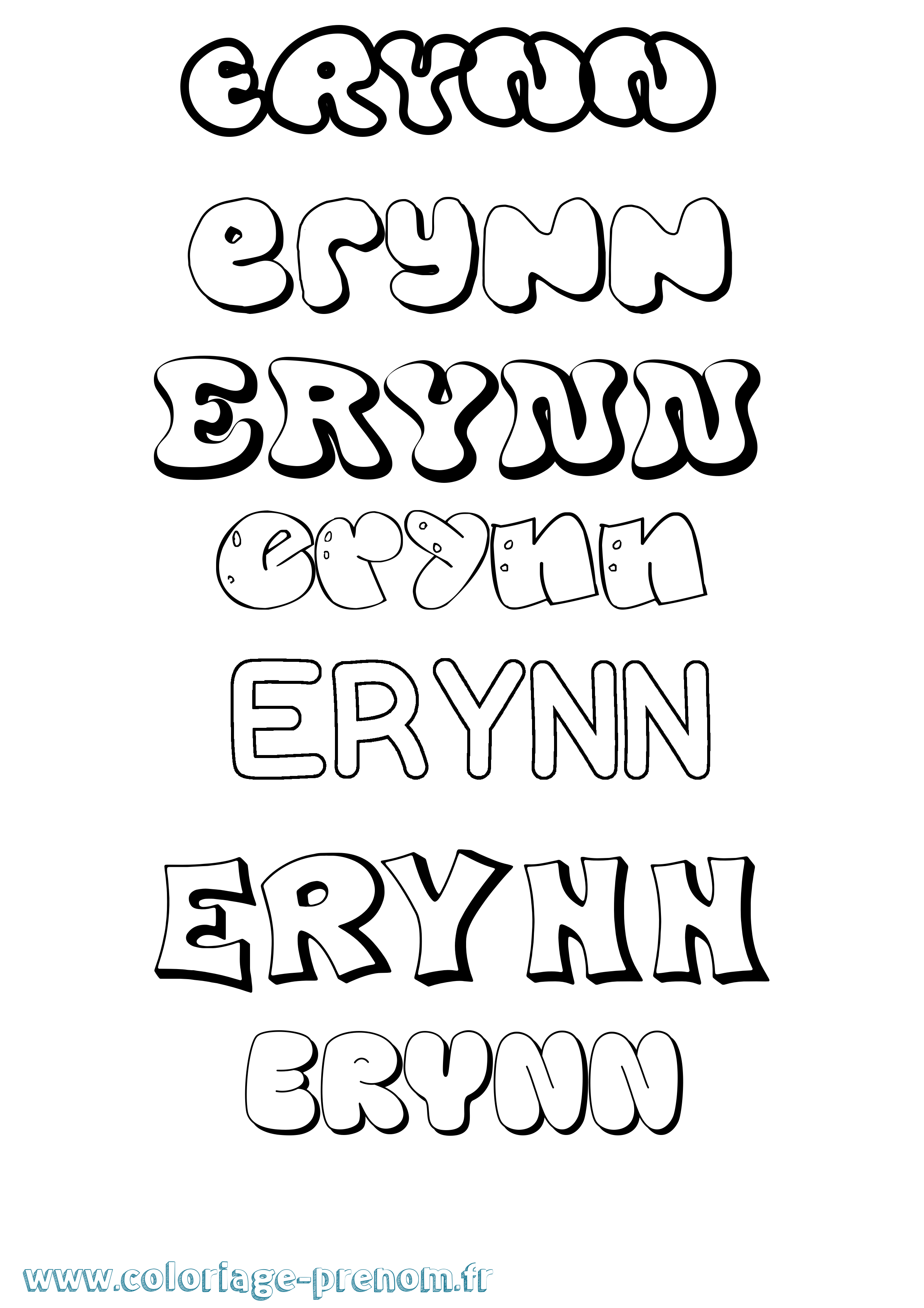 Coloriage Erynn Bubble Coloriage prénom Erynn Bubble