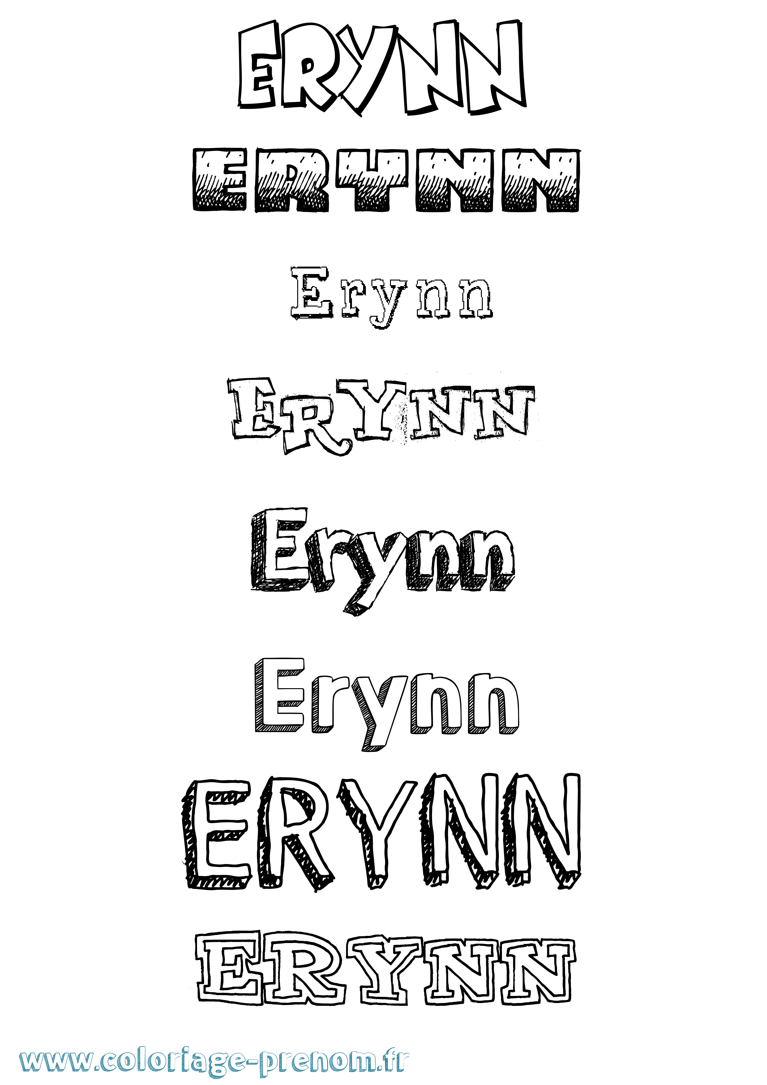 Coloriage Erynn Dessiné Coloriage prénom Erynn Dessiné