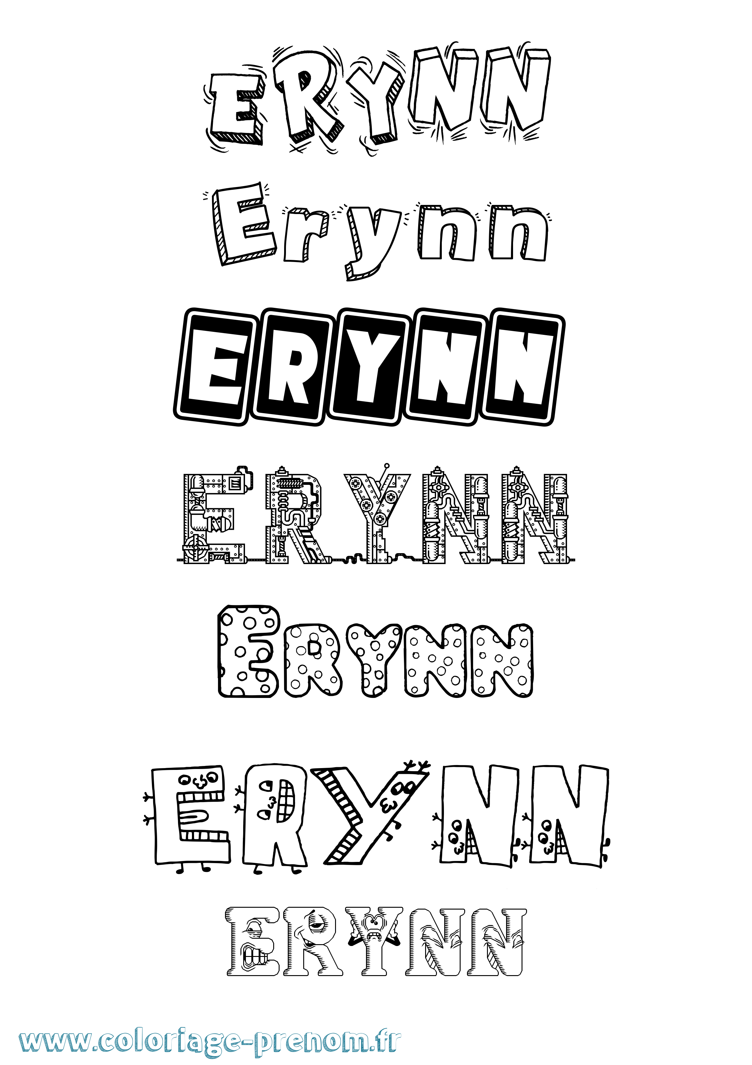 Coloriage Erynn Fun Coloriage prénom Erynn Fun