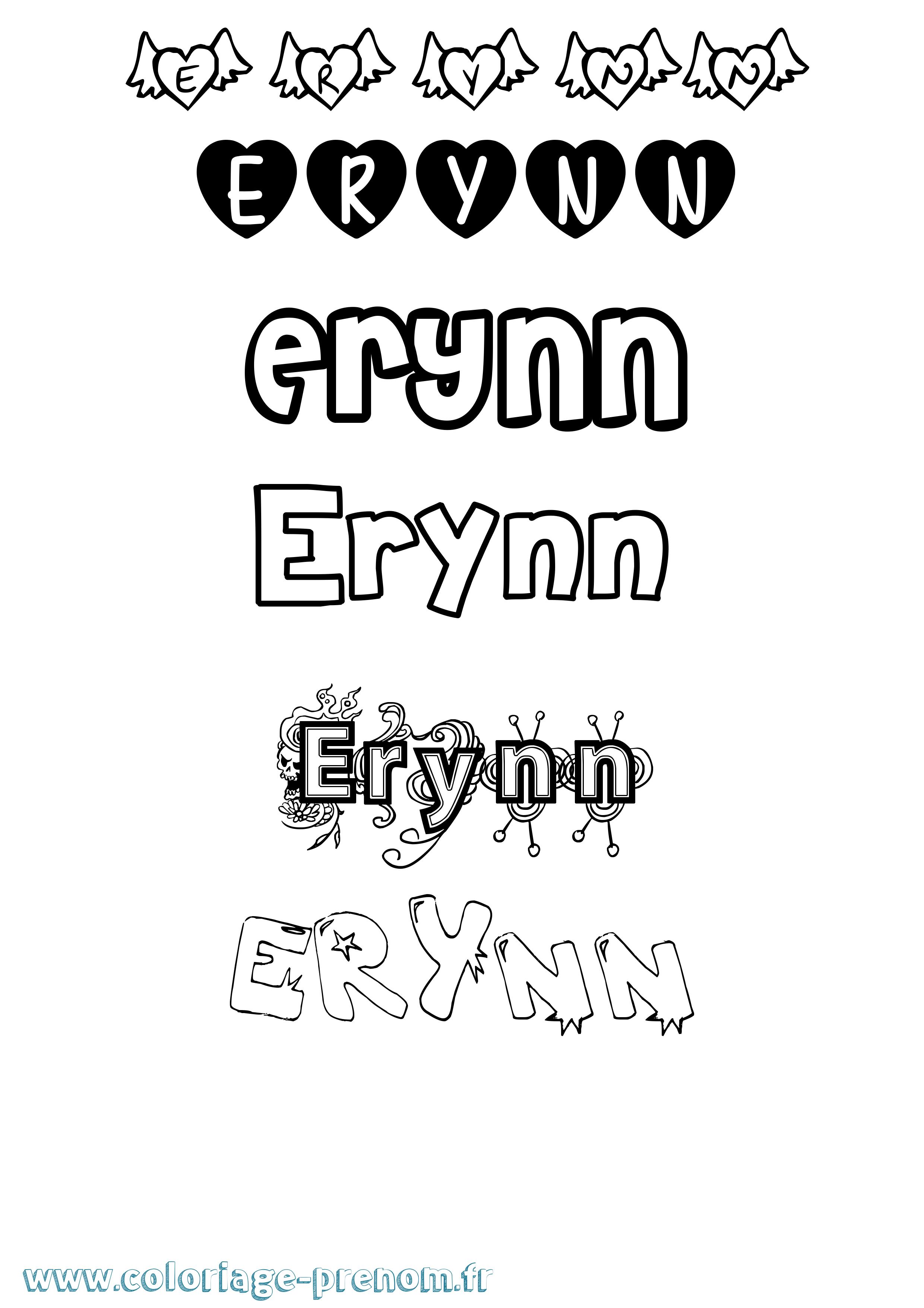 Coloriage Erynn Girly Coloriage prénom Erynn Girly