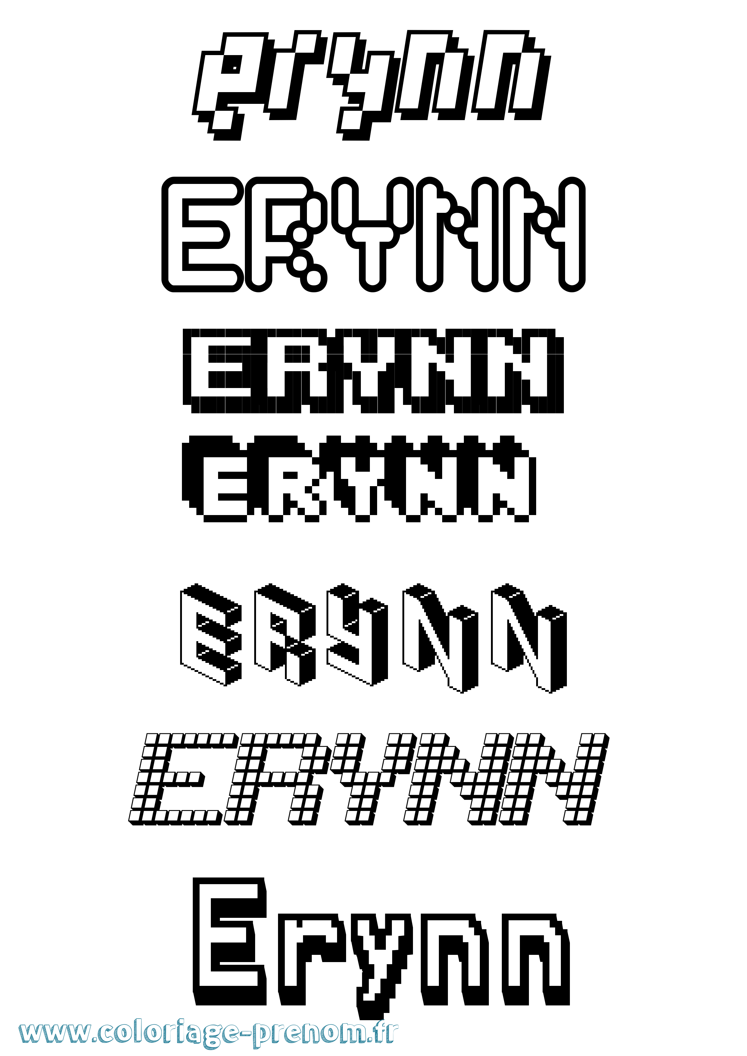 Coloriage Erynn Pixel Coloriage prénom Erynn Pixel