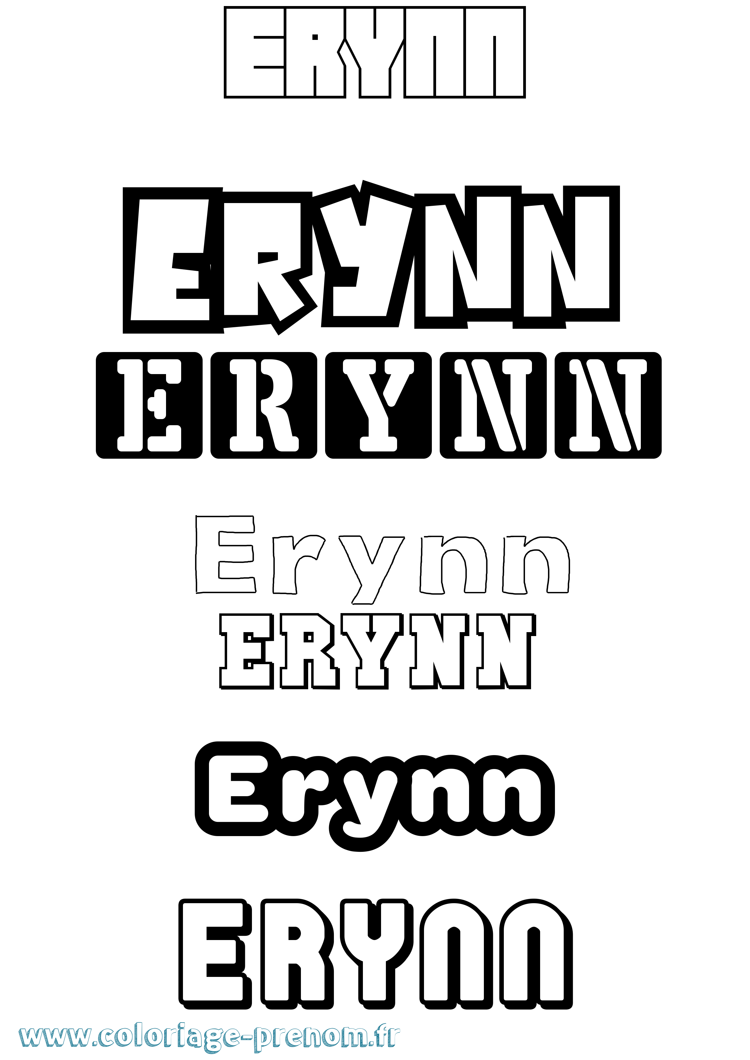 Coloriage Erynn Simple Coloriage prénom Erynn Simple