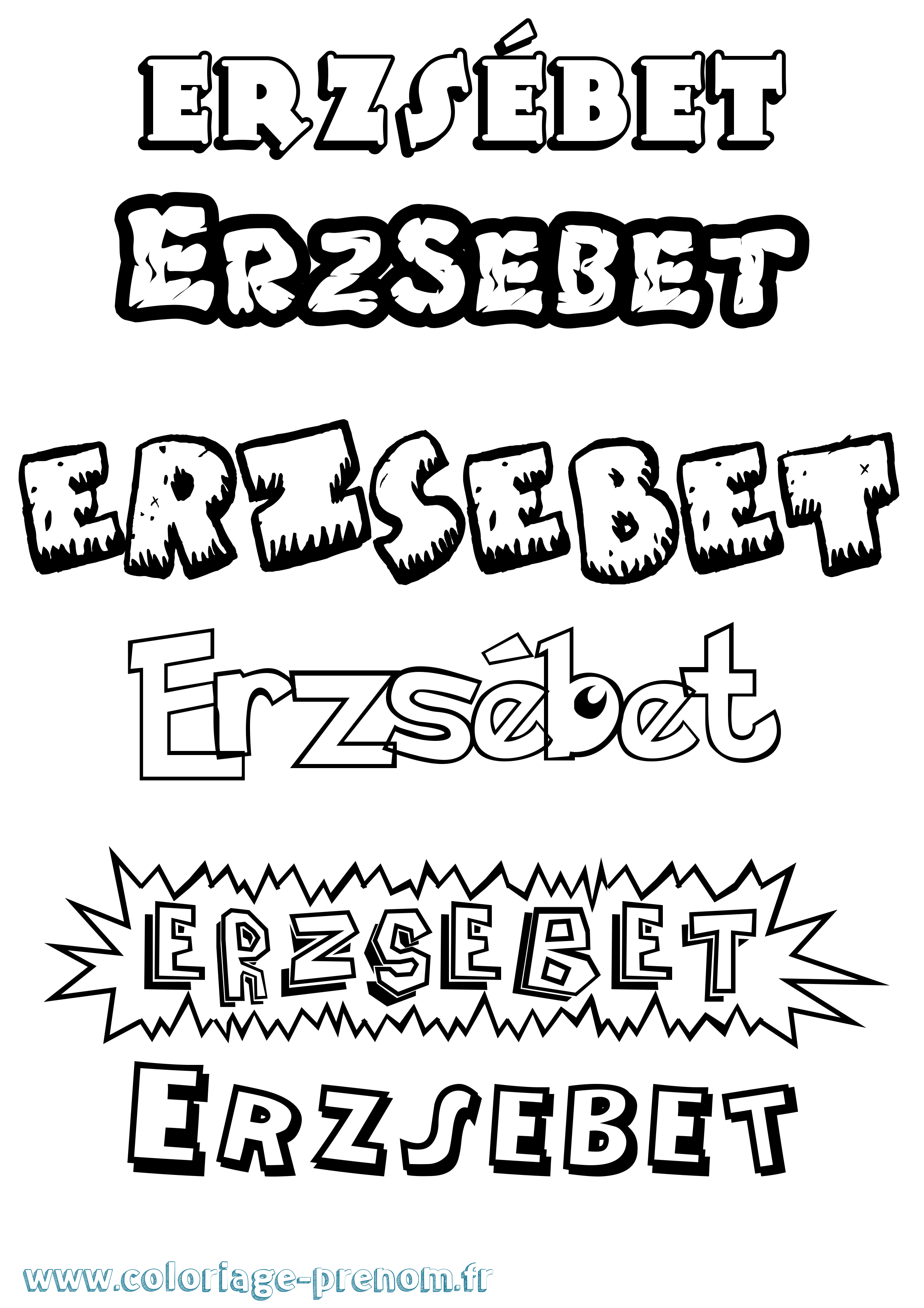 Coloriage Erzsébet Dessin Animé Coloriage prénom Erzsébet Dessin Animé