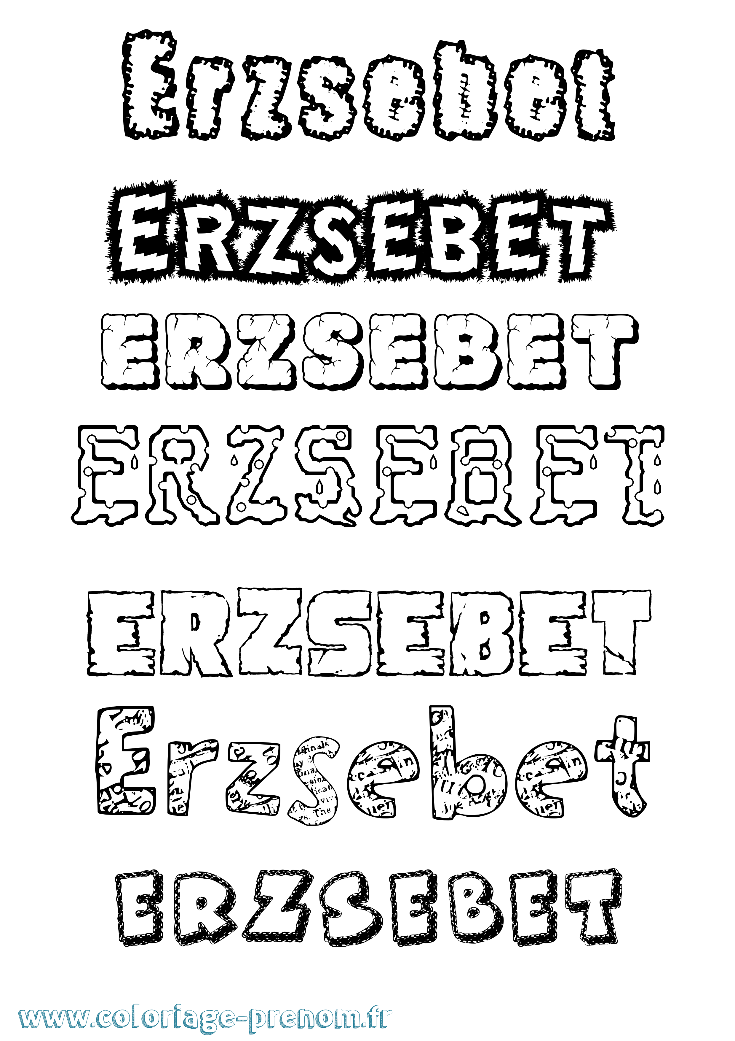 Coloriage Erzsébet Destructuré Coloriage prénom Erzsébet Destructuré