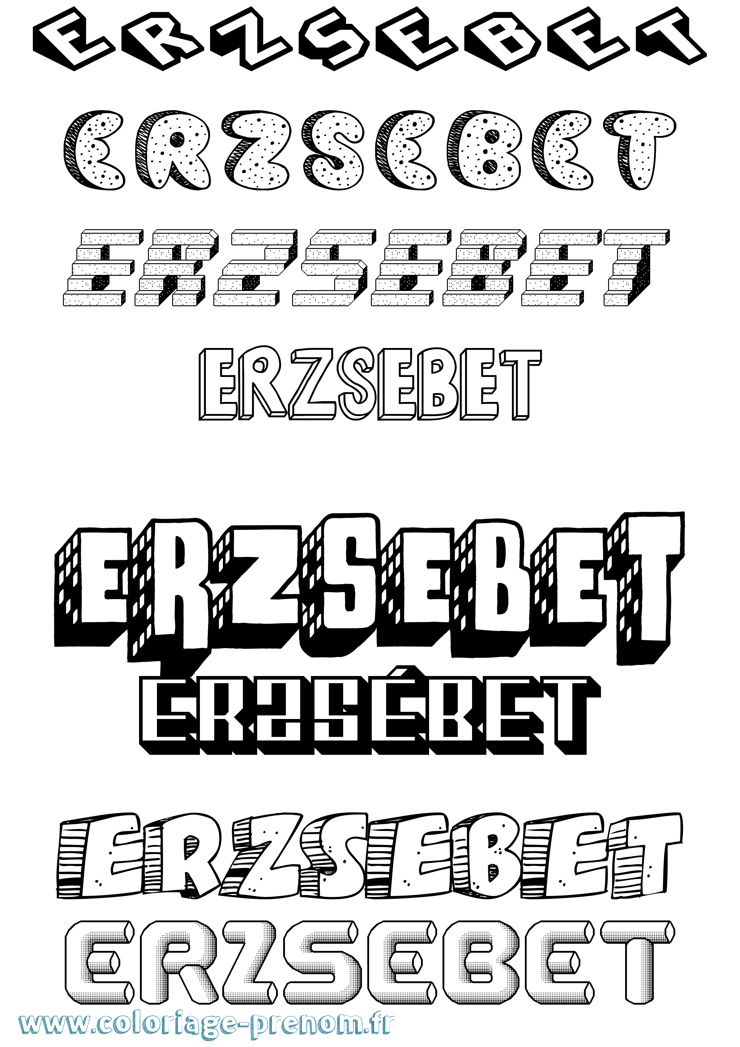 Coloriage Erzsébet Effet 3D Coloriage prénom Erzsébet Effet 3D