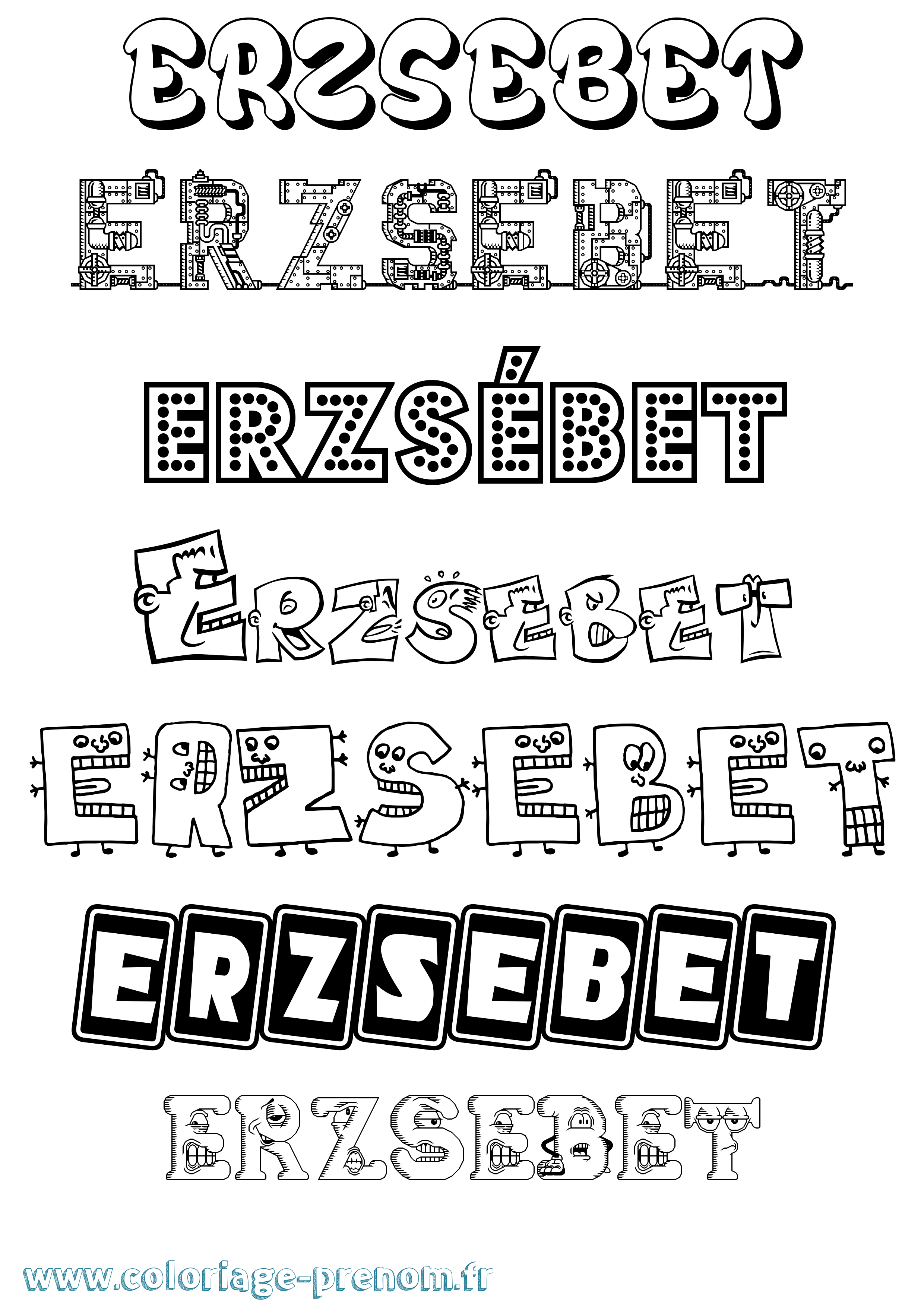 Coloriage Erzsébet Fun Coloriage prénom Erzsébet Fun