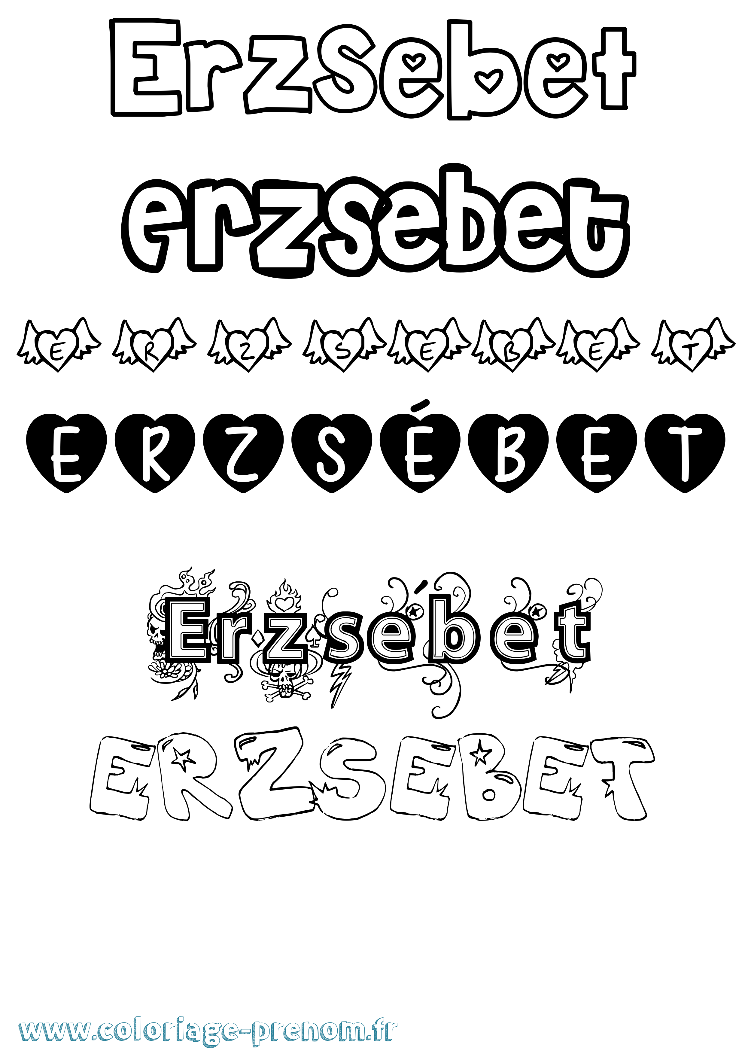 Coloriage Erzsébet Girly Coloriage prénom Erzsébet Girly