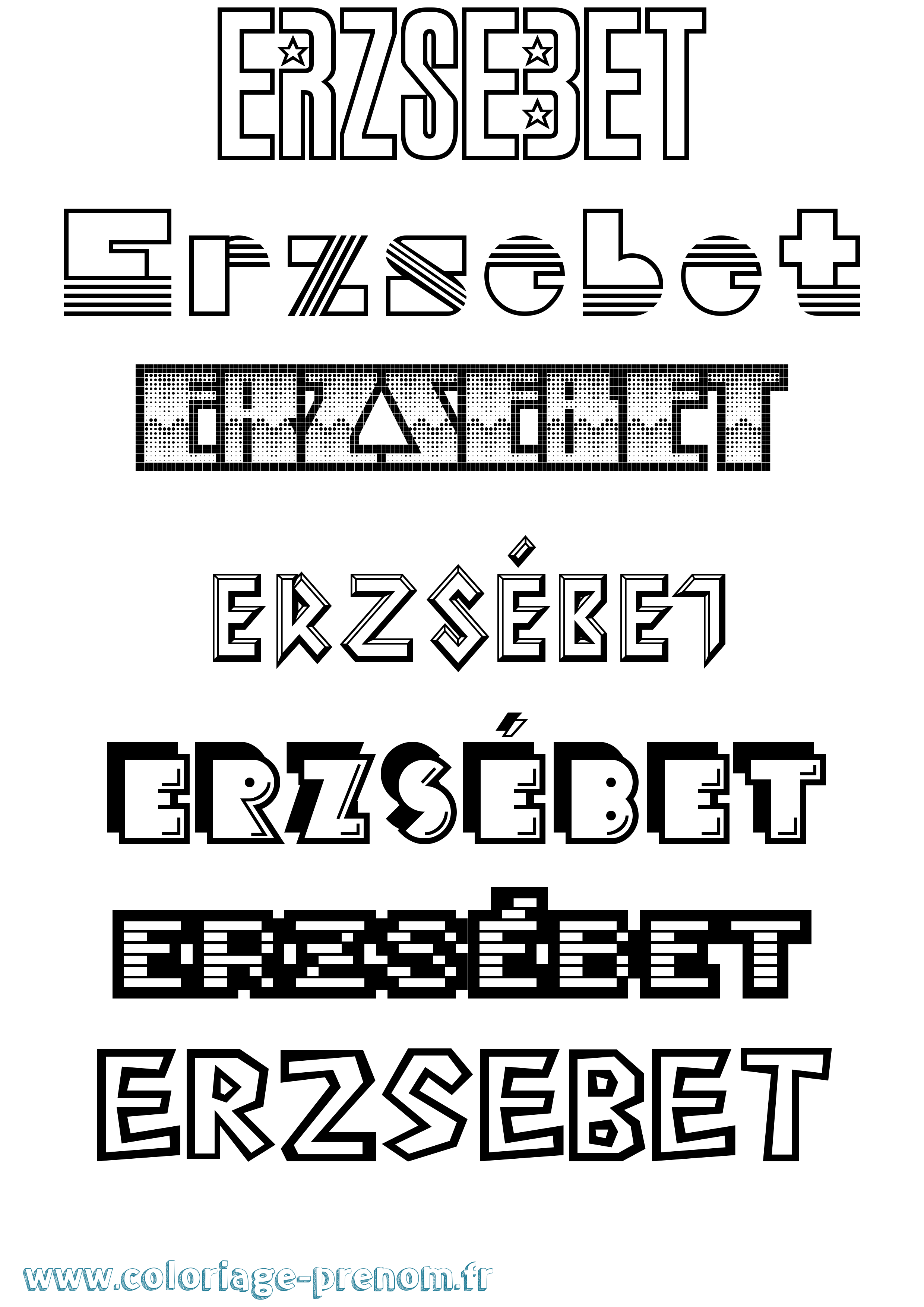 Coloriage Erzsébet Jeux Vidéos Coloriage prénom Erzsébet Jeux Vidéos