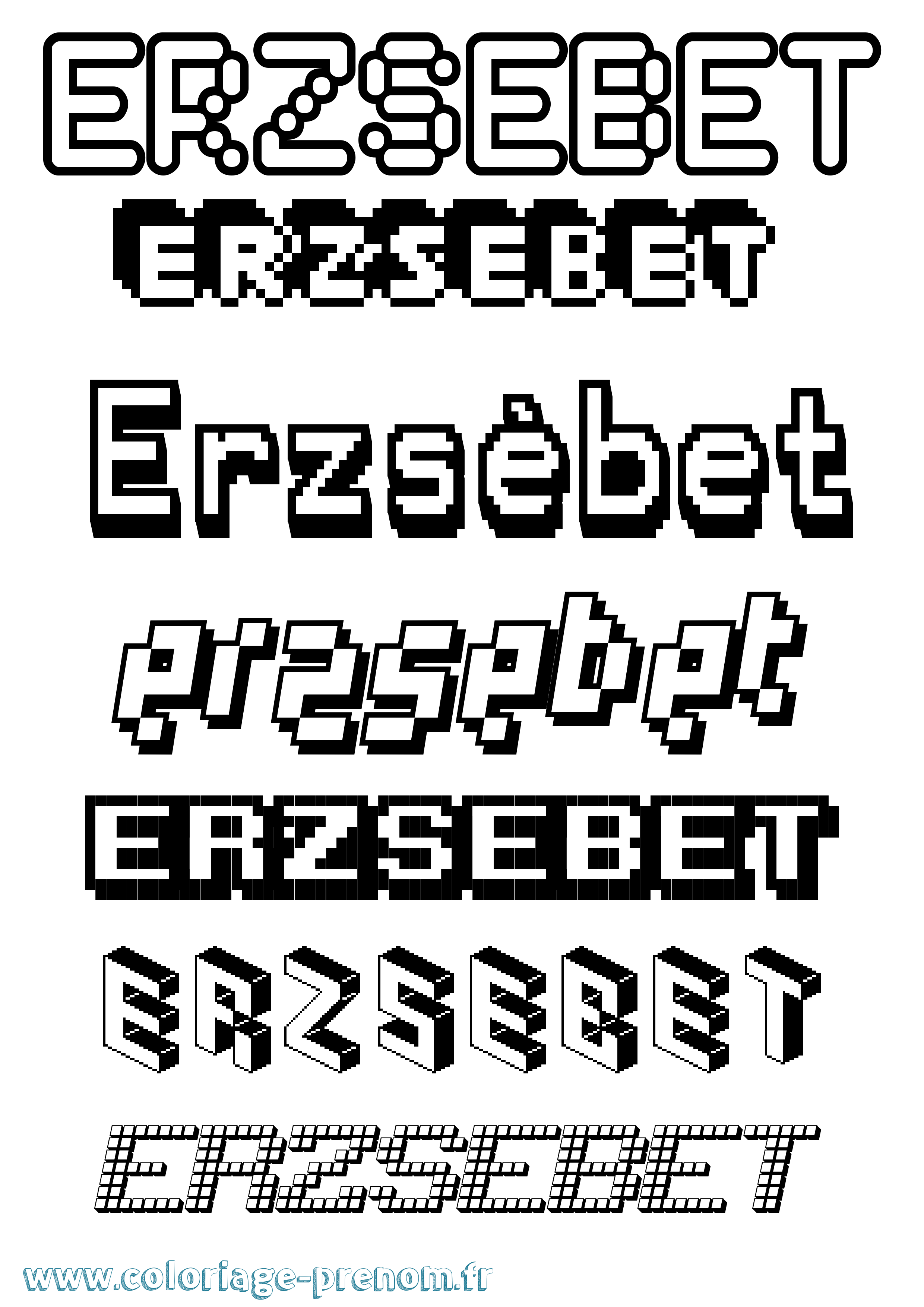 Coloriage Erzsébet Pixel Coloriage prénom Erzsébet Pixel