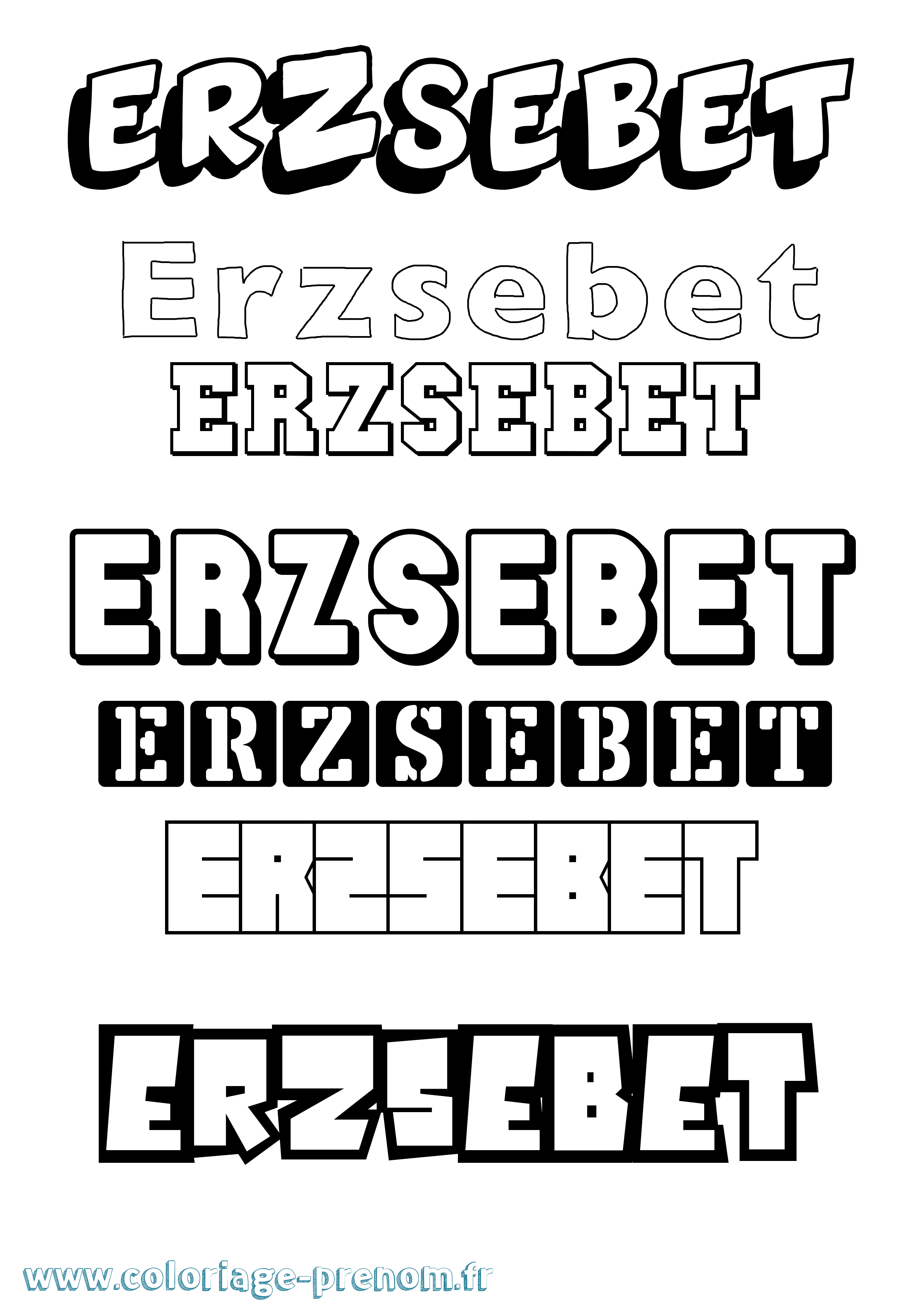 Coloriage Erzsébet Simple Coloriage prénom Erzsébet Simple