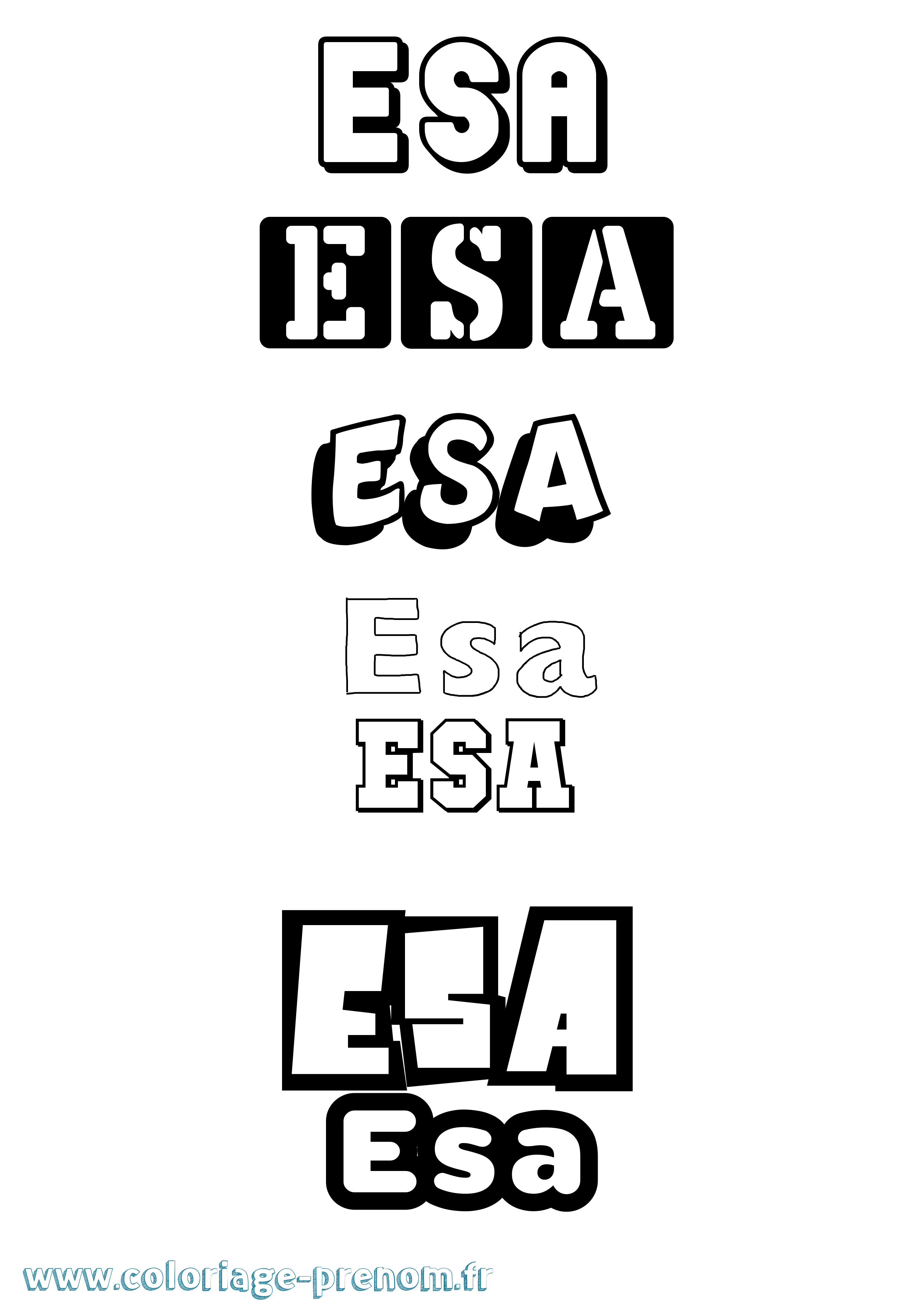 Coloriage Esa Simple Coloriage prénom Esa Simple