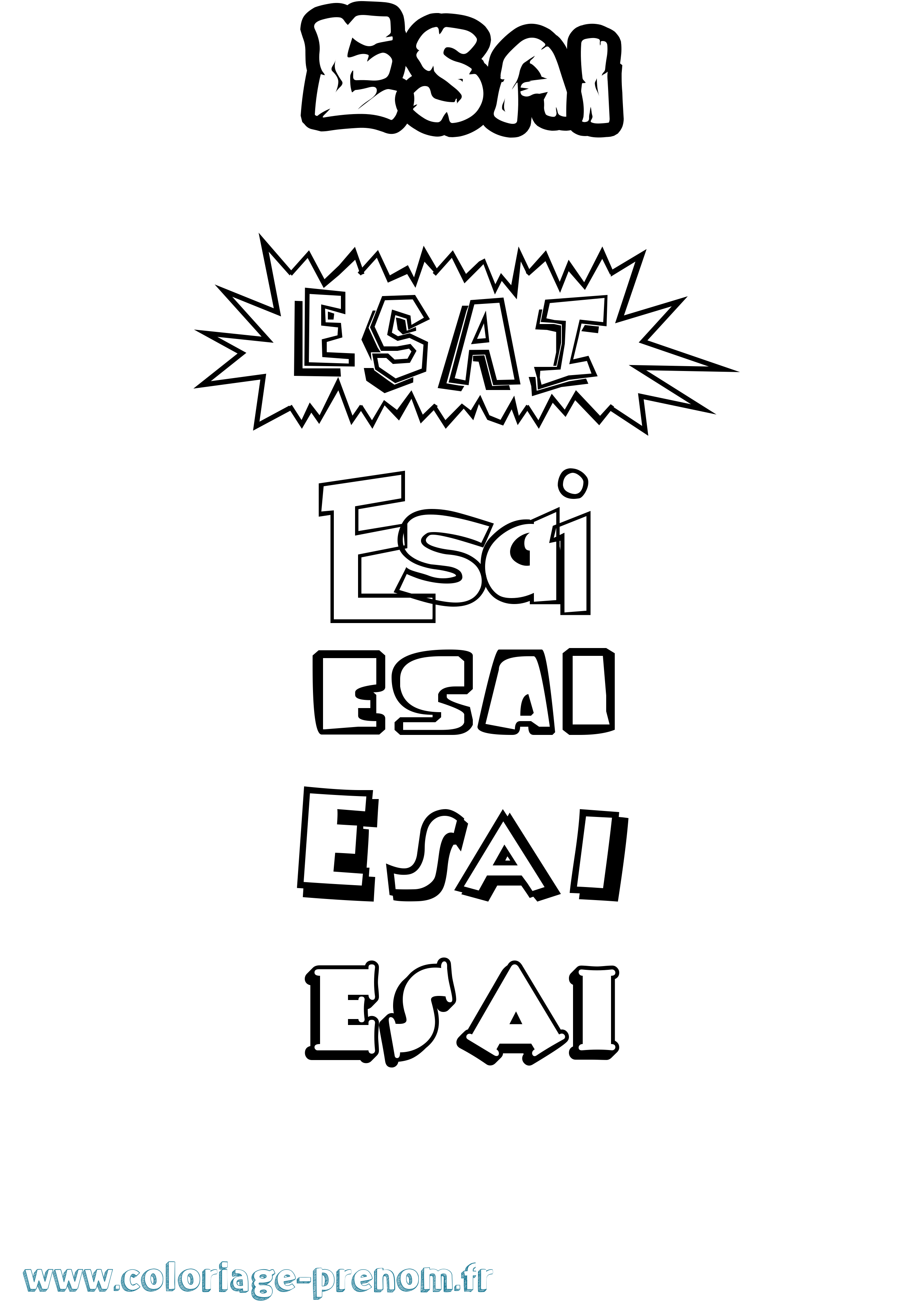 Coloriage Esai Dessin Animé Coloriage prénom Esai Dessin Animé