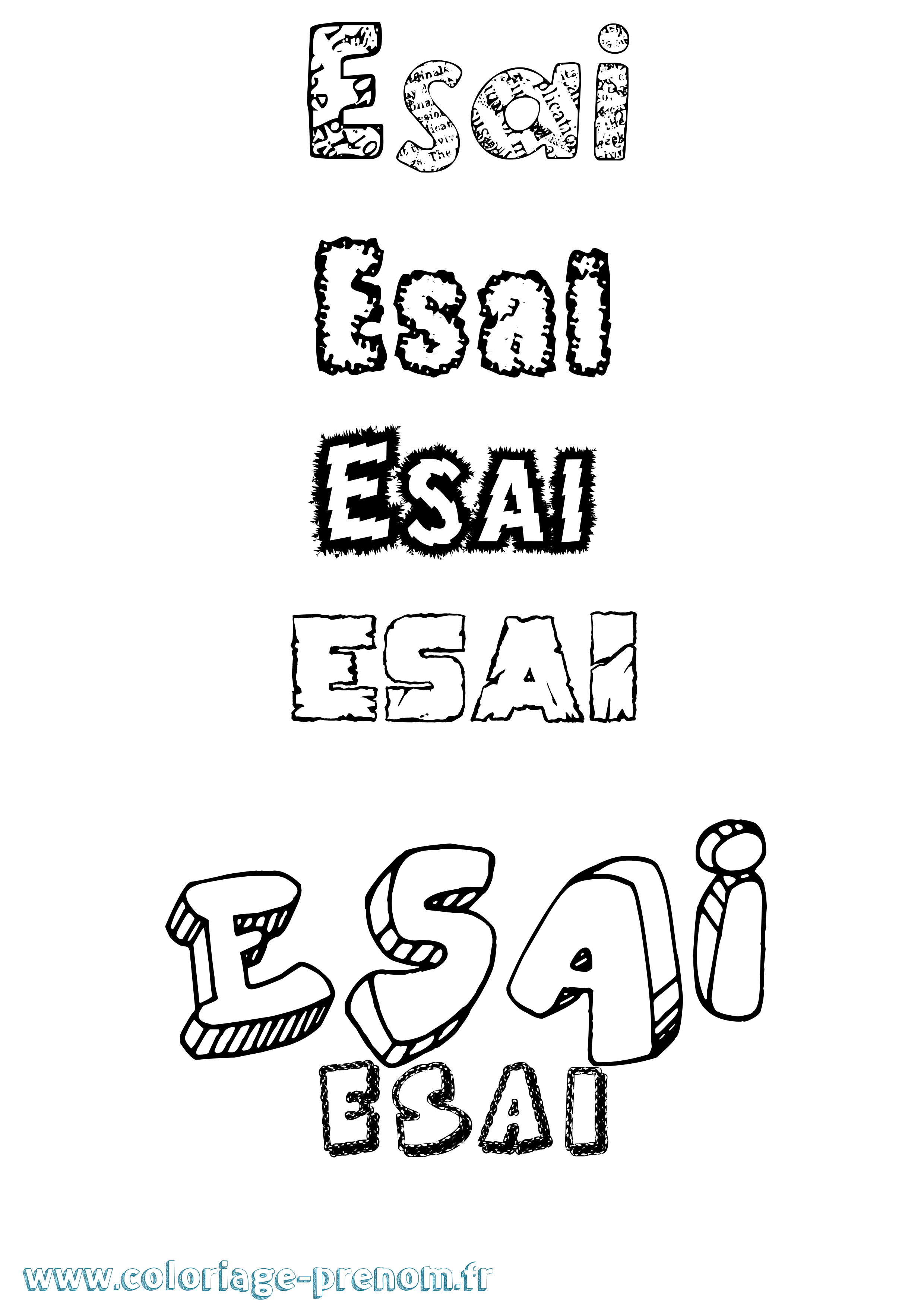 Coloriage Esai Destructuré Coloriage prénom Esai Destructuré