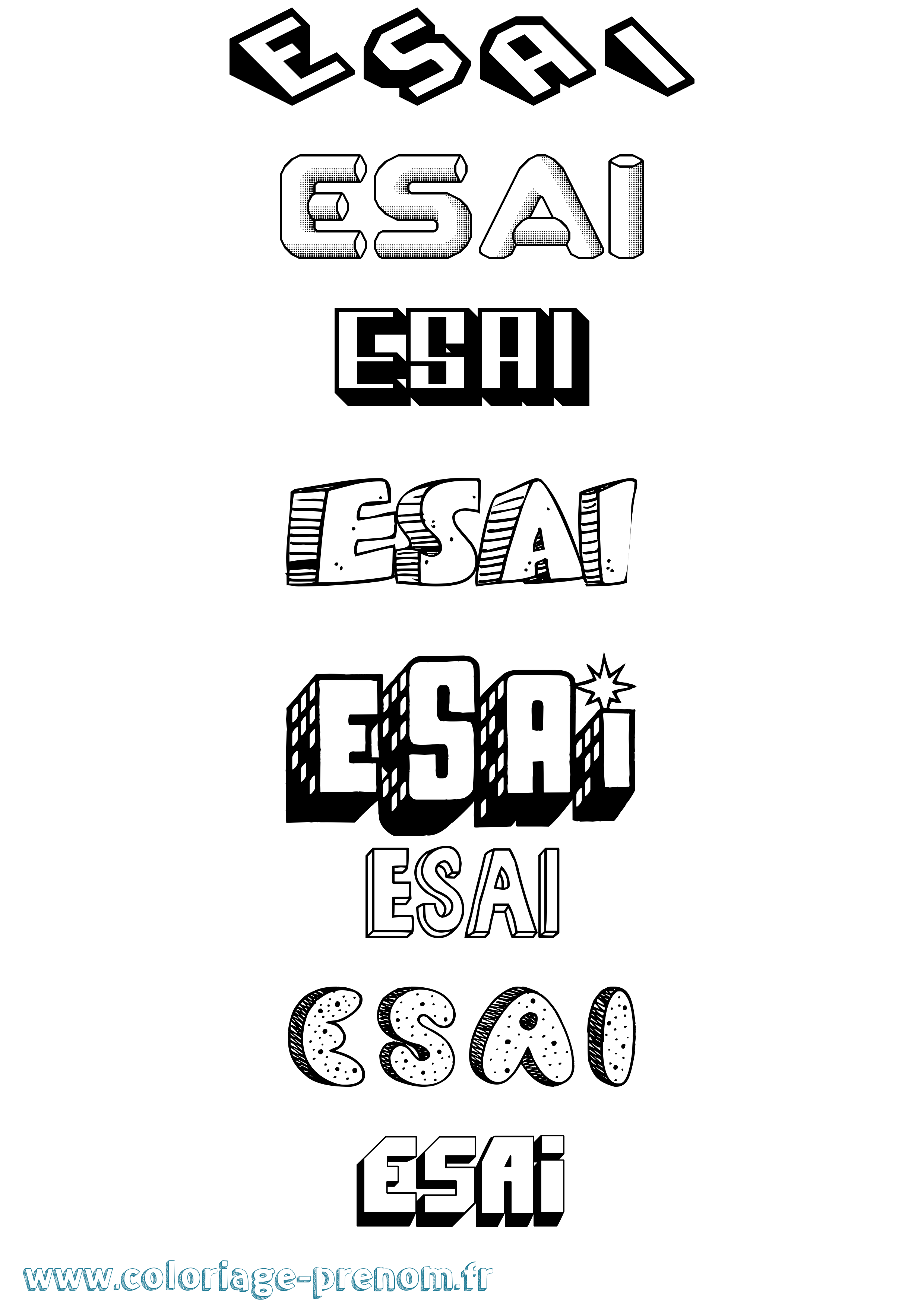 Coloriage Esai Effet 3D Coloriage prénom Esai Effet 3D