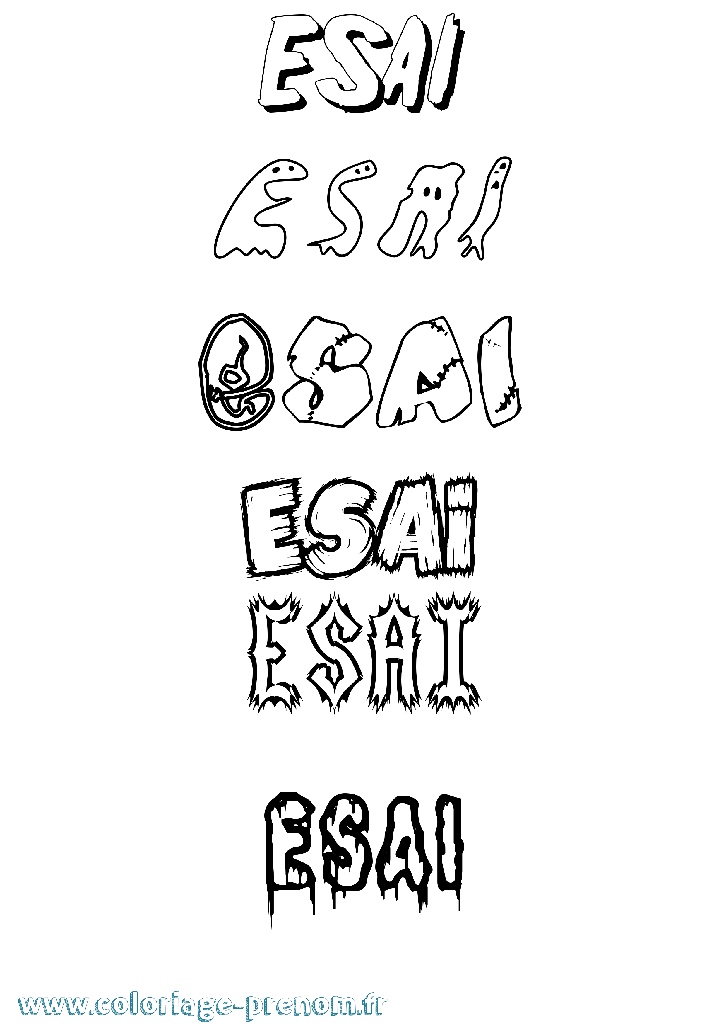 Coloriage Esai Frisson Coloriage prénom Esai Frisson