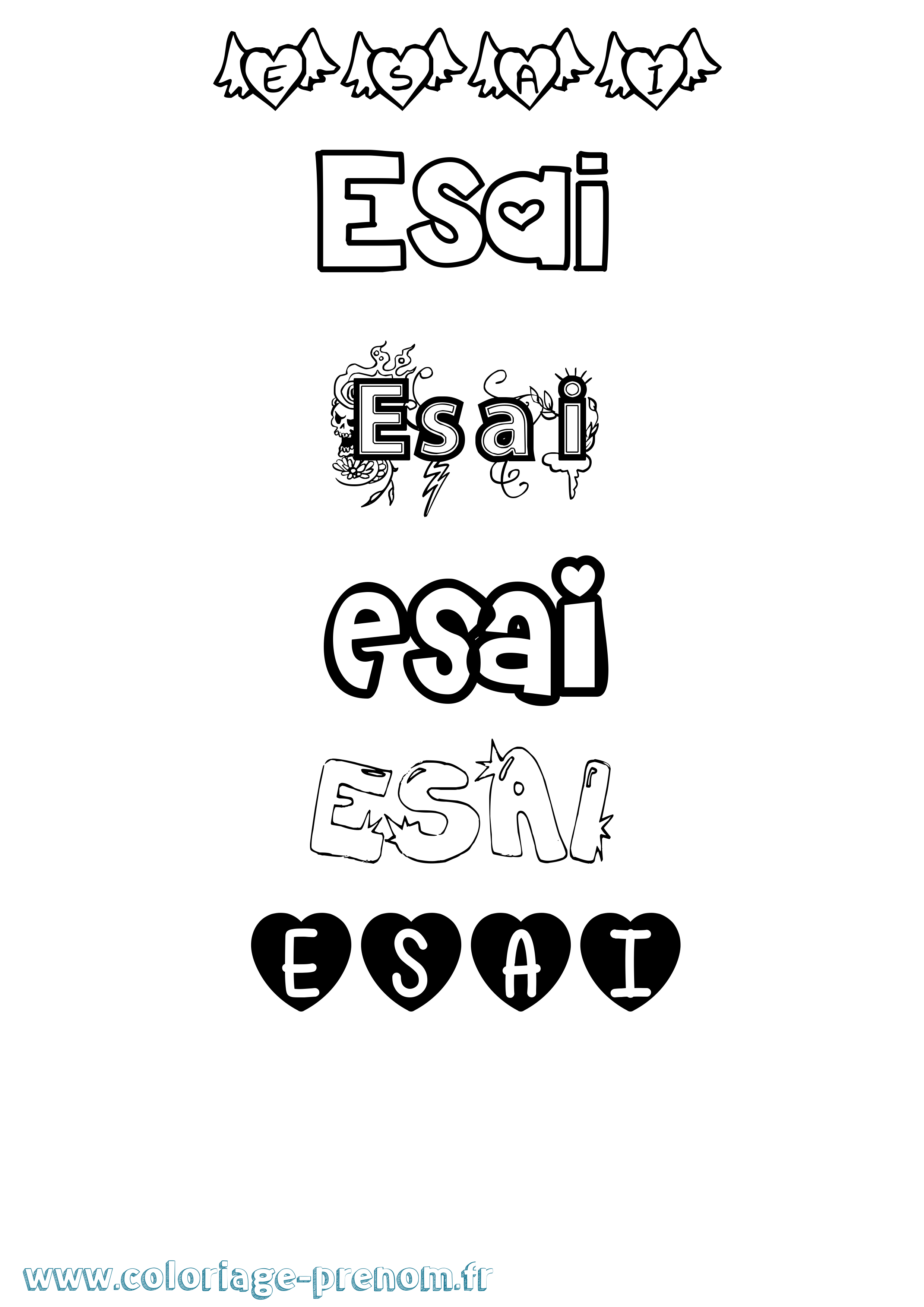 Coloriage Esai Girly Coloriage prénom Esai Girly