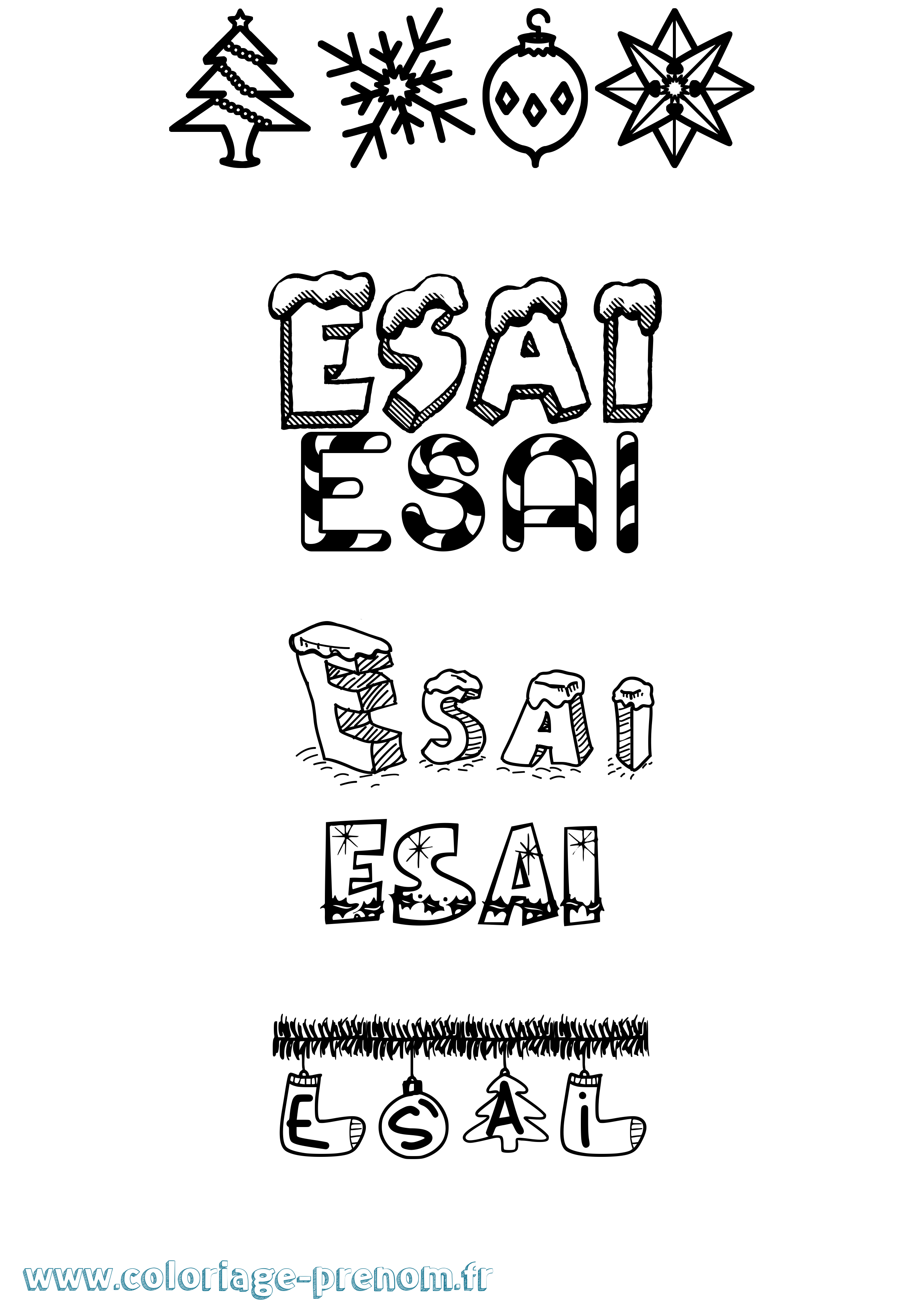 Coloriage Esai Noël Coloriage prénom Esai Noël