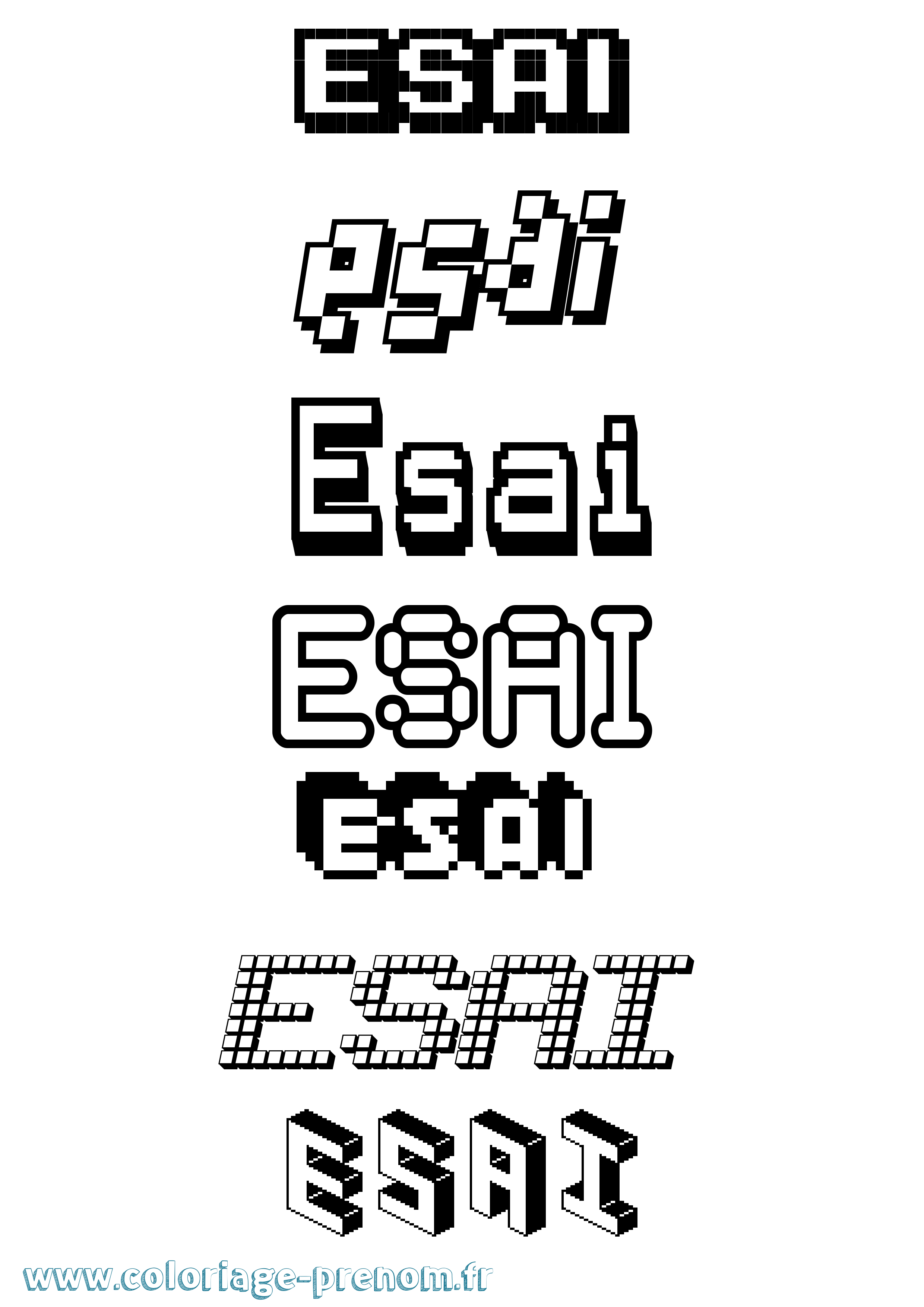 Coloriage Esai Pixel Coloriage prénom Esai Pixel