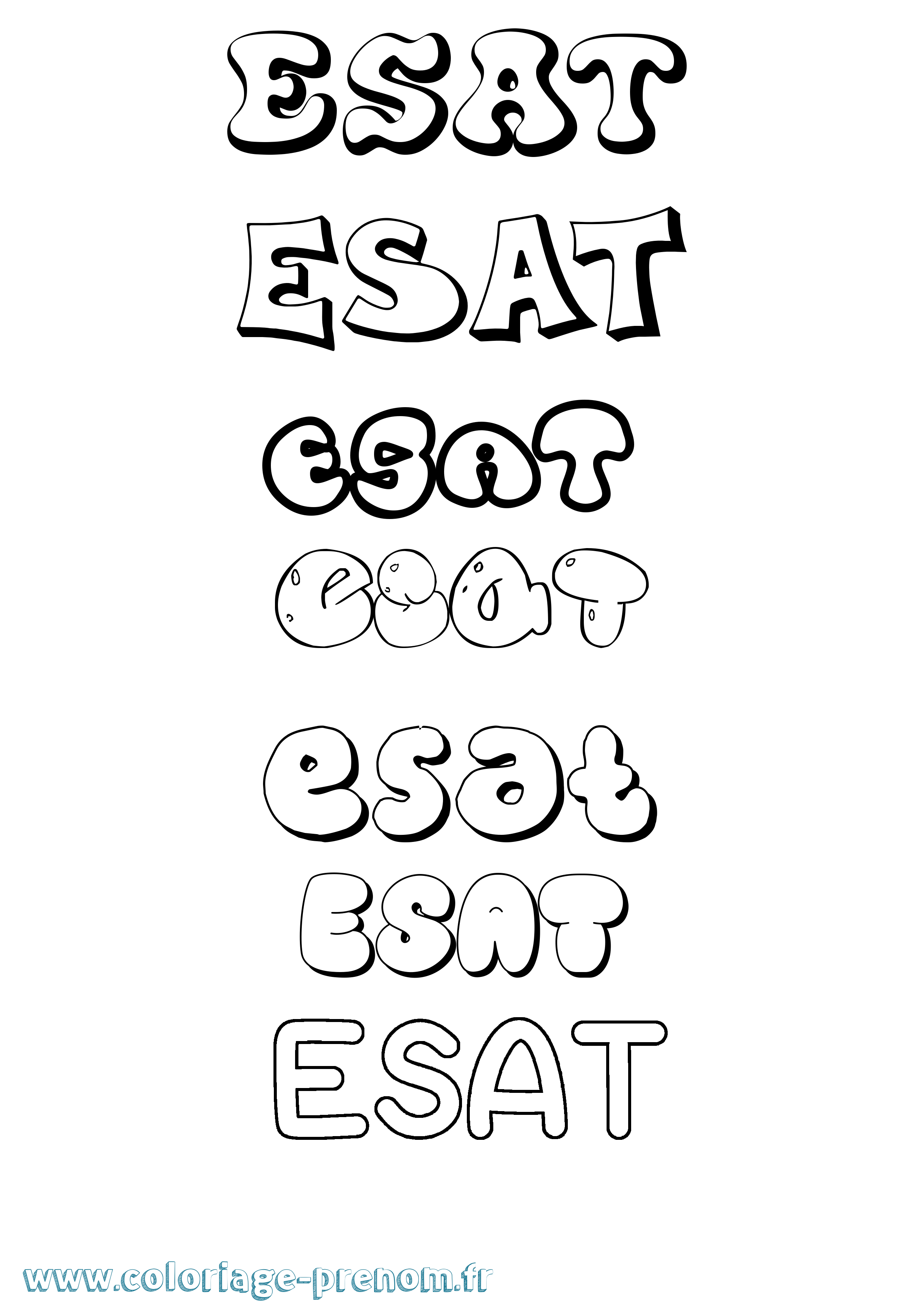 Coloriage Esat Bubble Coloriage prénom Esat Bubble