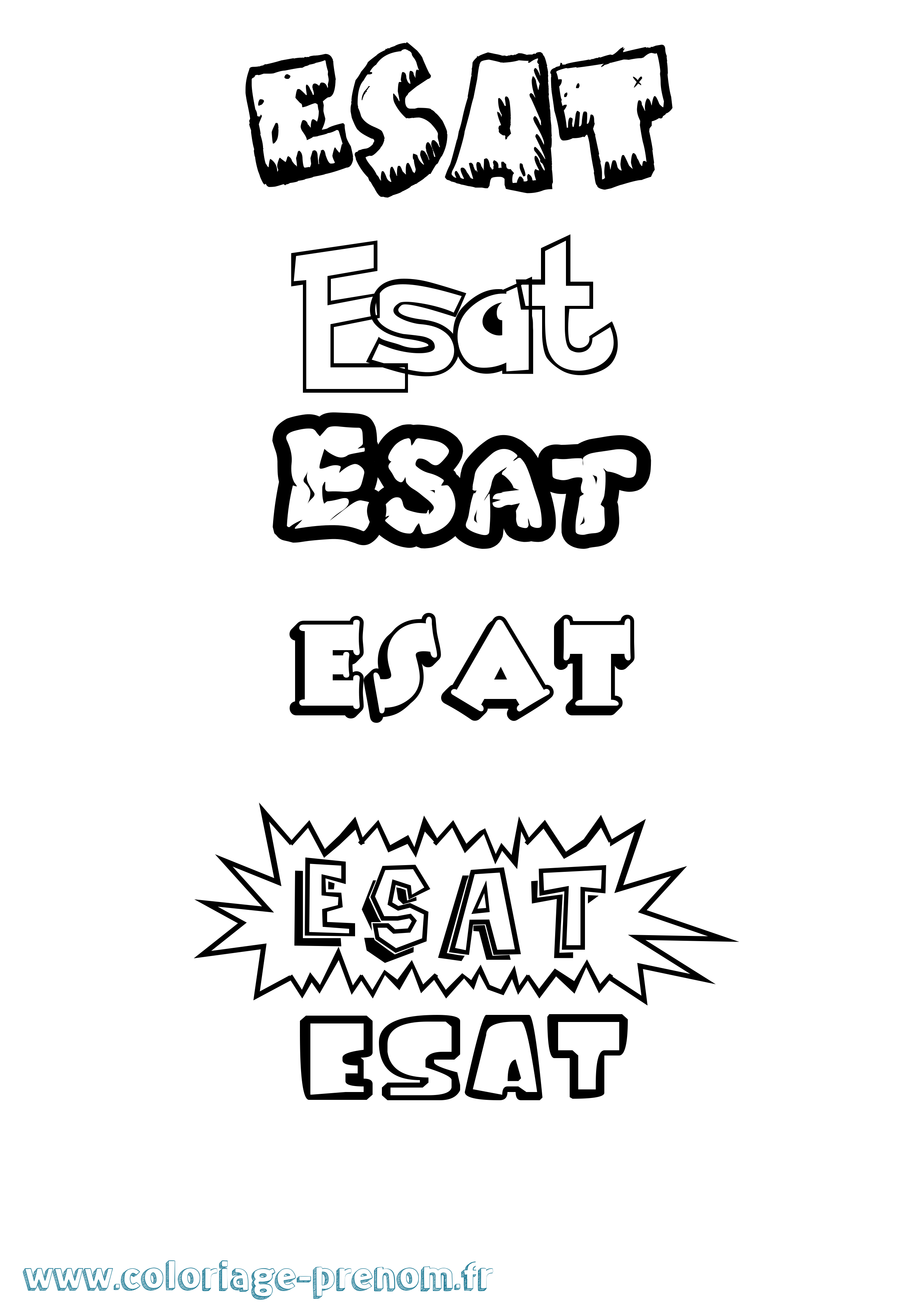Coloriage Esat Dessin Animé Coloriage prénom Esat Dessin Animé