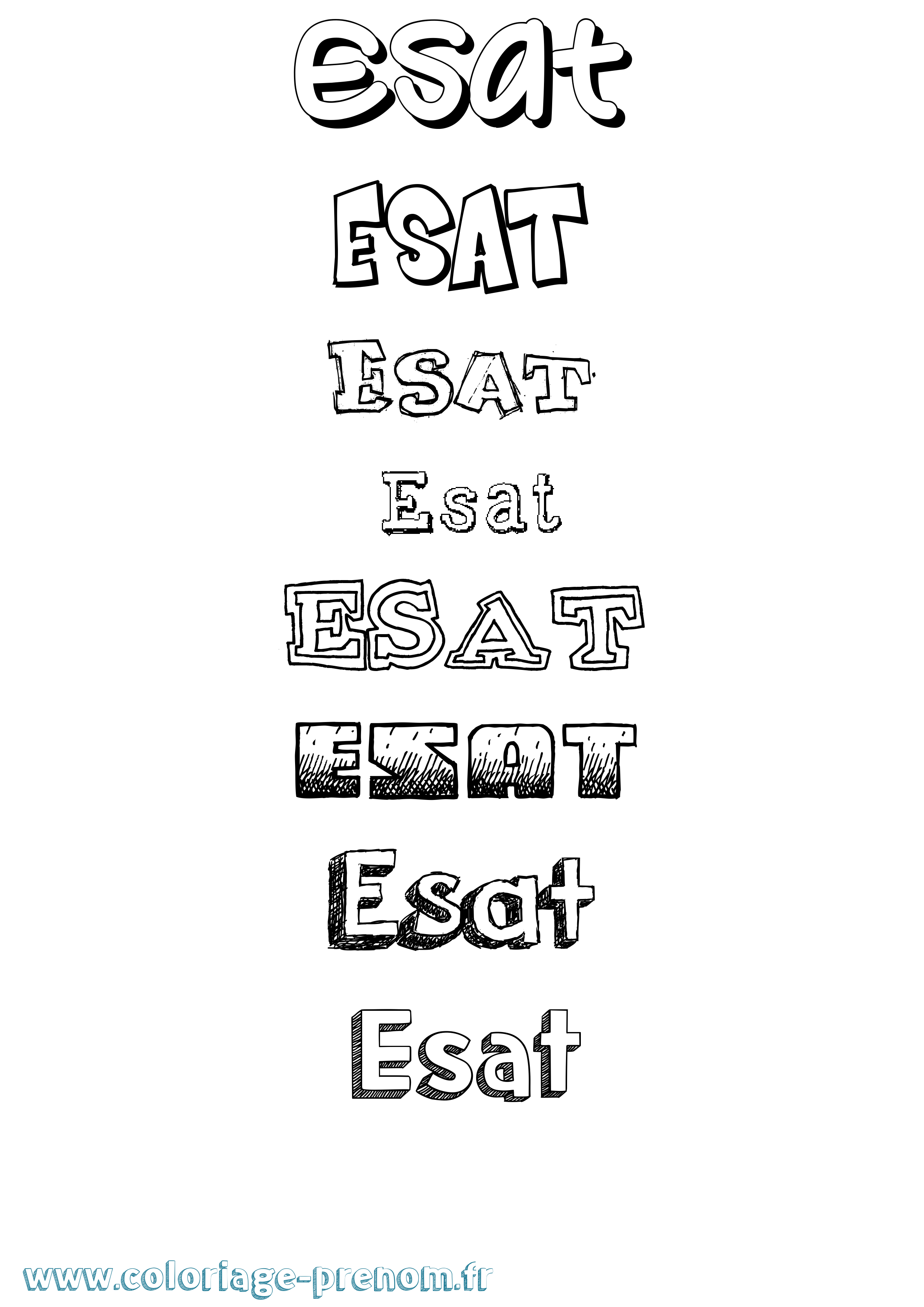 Coloriage Esat Dessiné Coloriage prénom Esat Dessiné