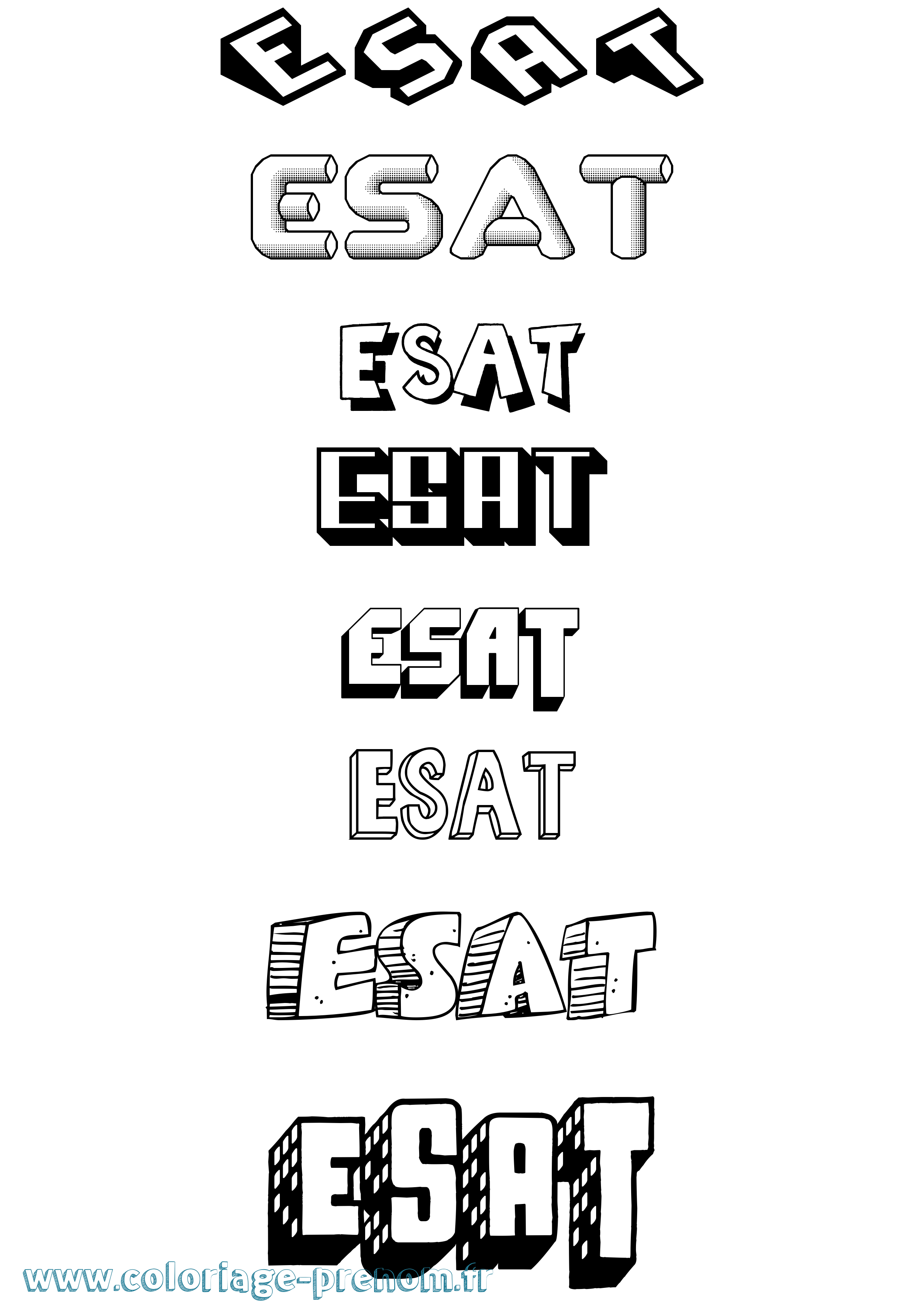 Coloriage Esat Effet 3D Coloriage prénom Esat Effet 3D